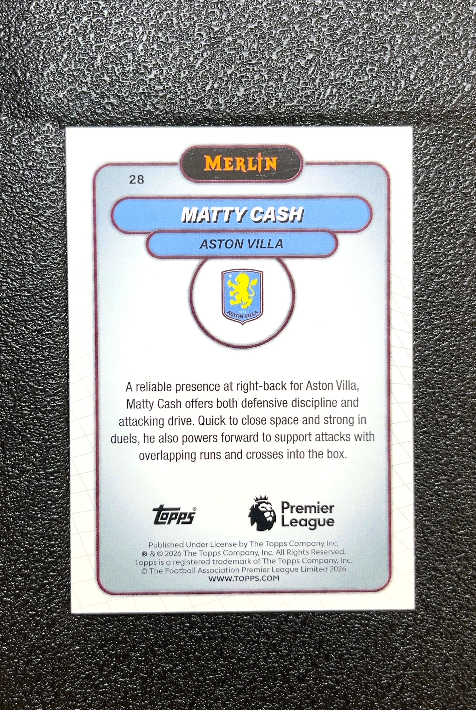 【岛屿拍卖】2026 Topps Merlin Matty Cash 马蒂·卡什 磁带折 折射 卡品如图 高价值 #28 Aston Villa 阿斯顿维拉 0001#60
