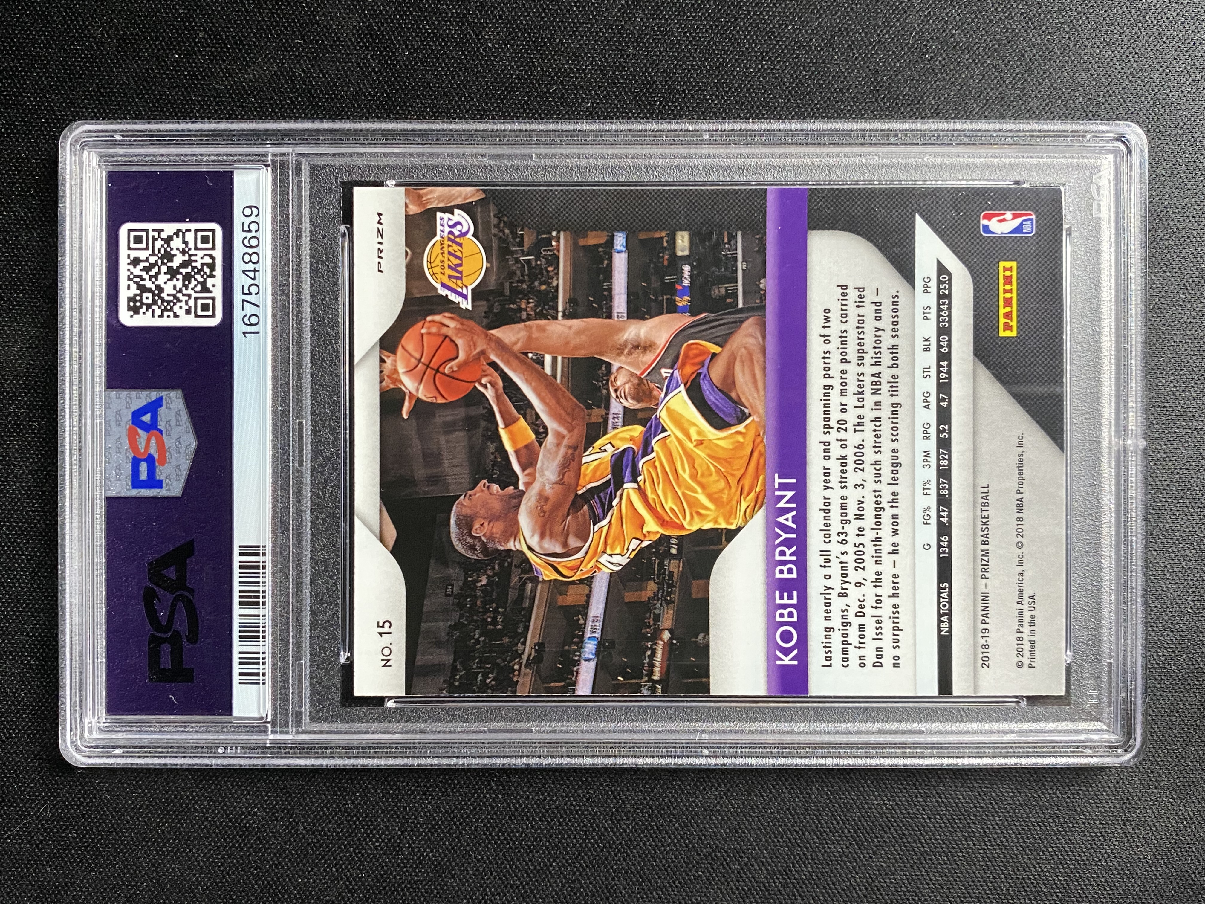 【小幻拍卖】2018-19 PANINI PRIZM KOBE BRYANT 湖人 科比 布莱恩特 老大 正银折 折射 base 四大分卫 传奇名宿 PSA9分评级卡/INS预/【A】