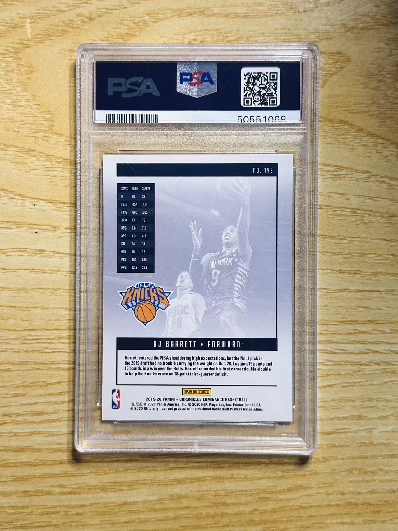 2019-20 Panini Chronicles R.J. Barrett 嘿嘿代卖 编年史 RJ 巴雷特 新秀 RC 聚光灯 PSA10 尼克斯 大狙 收藏必备