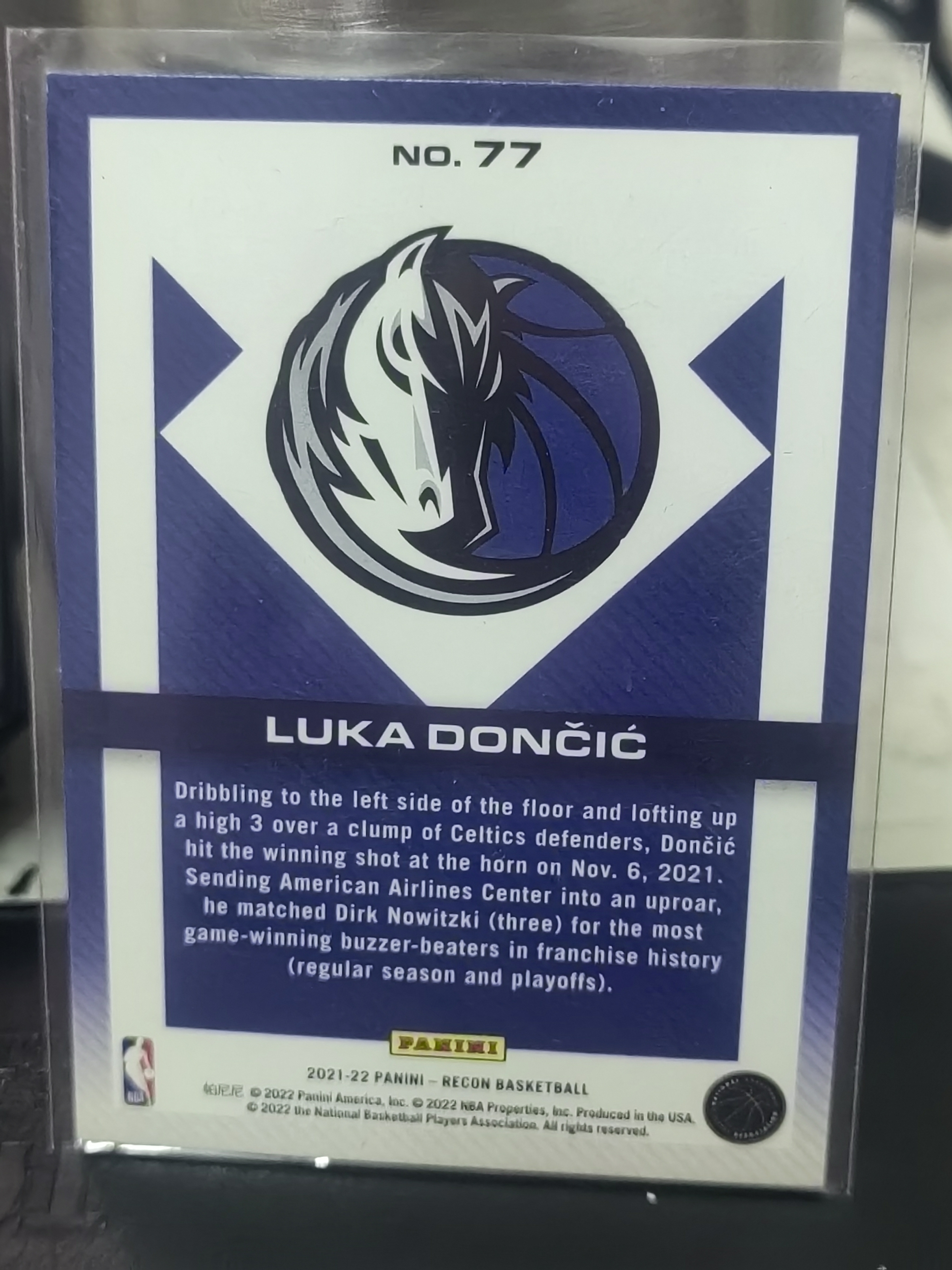 2021-22 Panini Recon Luka Doncic Recon 银折 东契奇 独行侠 篮 白边白角 不保卡品 卡品如图