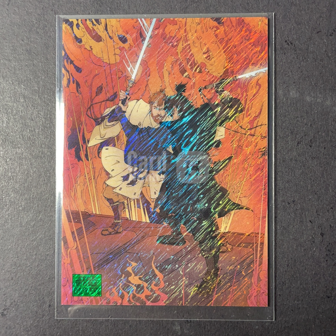 2025 Topps Star Wars 星球大战 安纳金vs欧比旺 穆斯塔法星球决斗和风特卡绿shimmer折射199编 序号DOM-8 2025 Topps Chrome星战银河Galaxy系列