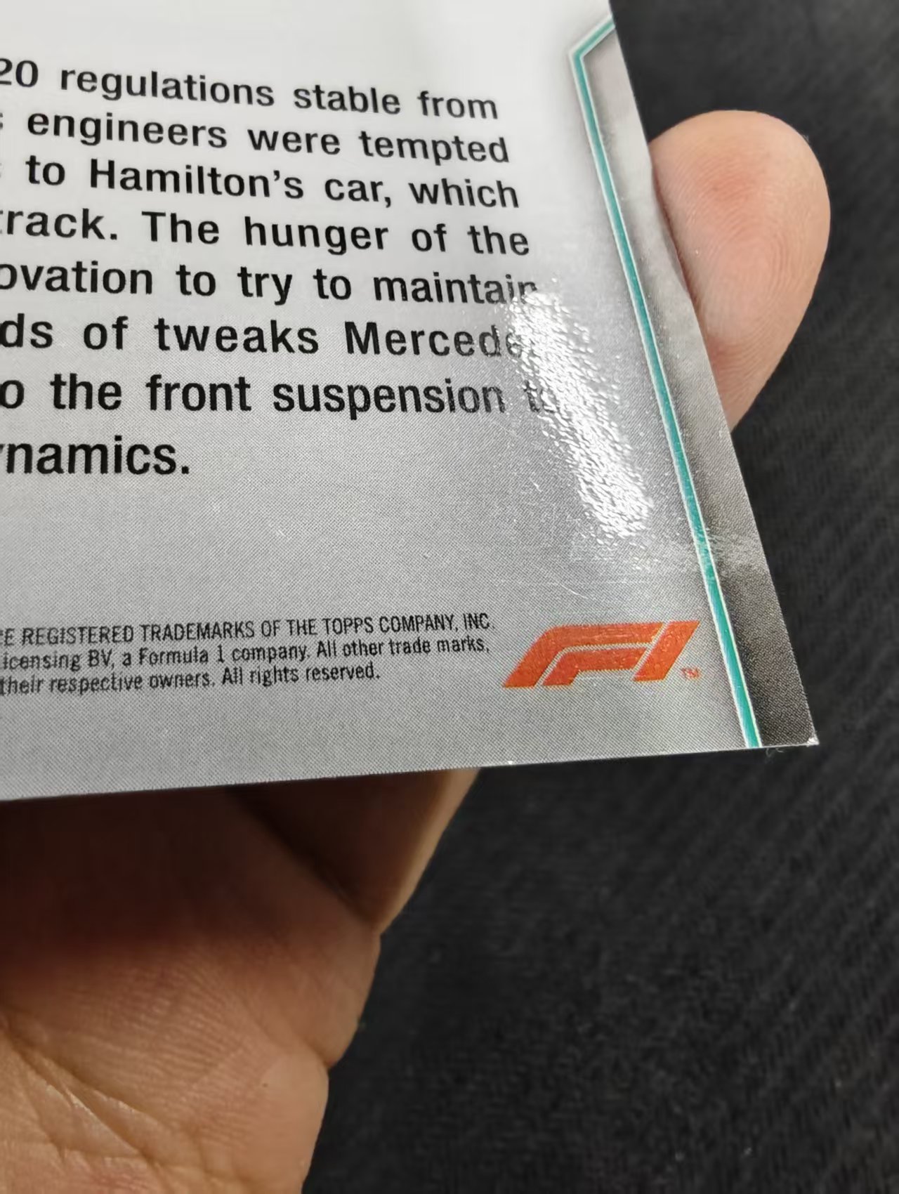 【汽水拍卖】2020 Topps Chrome F1 Lewis Hamilton 元年 方程式赛车 蓝宝石系列 刘易斯 汉密尔顿 梅赛德斯奔驰车队 蓝碎冰折 瑕疵如图