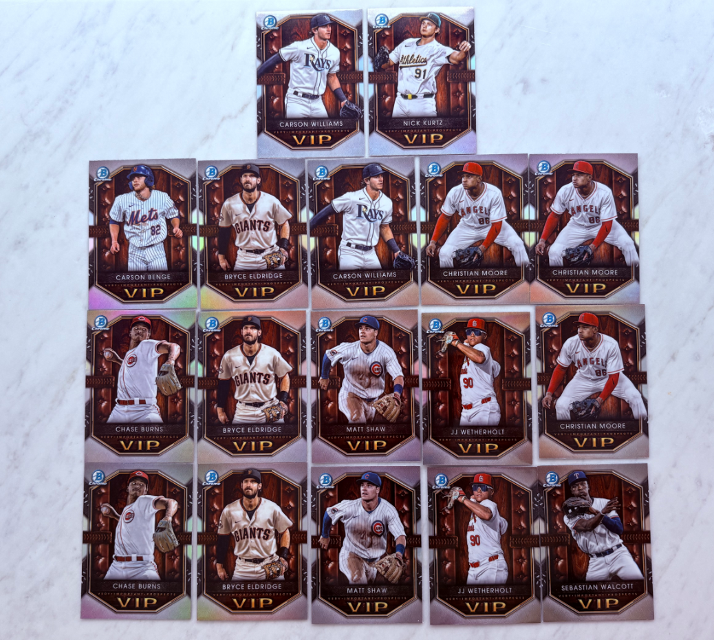 2025 Topps Bowman Nick Kurtz 棒球 VIP特卡Lot 好人银折 Chase Burns/Matt Shaw/Christian Moore 配置如图 实卡漂亮 随时爆发