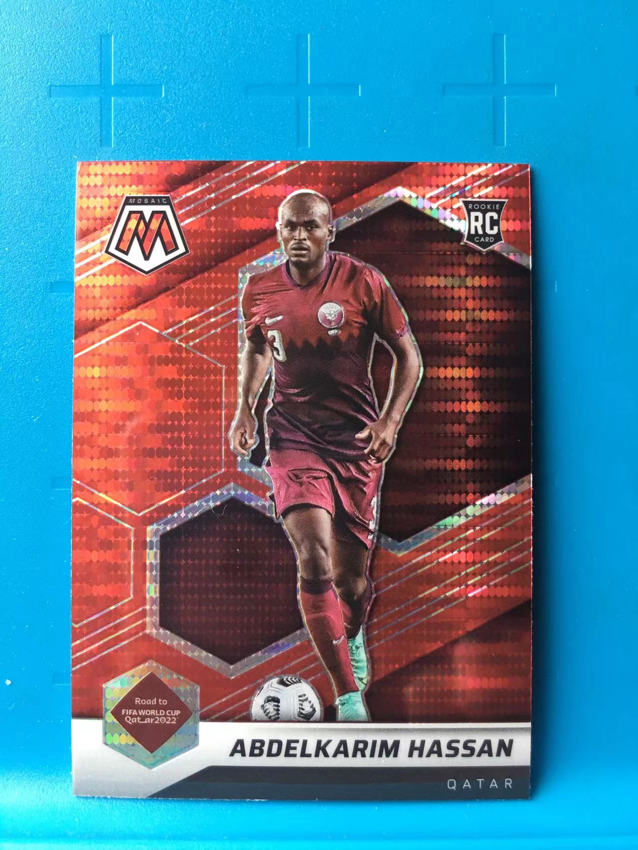2021-22 Panini Mosaic abdelkarim hassan 马赛克 22年世界杯  卡塔尔 哈桑 新秀 RC  红脉冲折 卡品如图 X004W