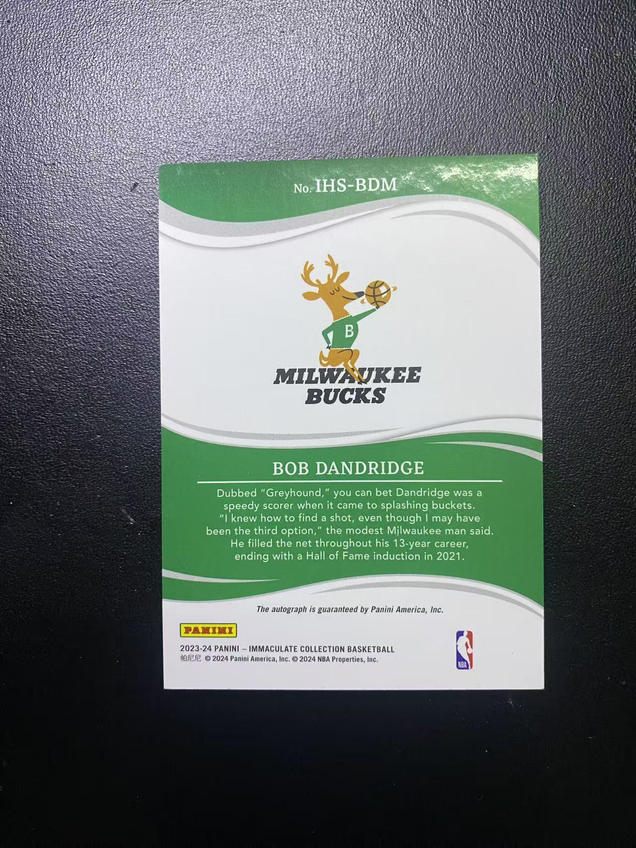 2023-24 Panini Immaculate Bob Dandridge 雄鹿 名宿 鲍勃 丹德里奇 签字 卡签 99编 卡品如图 值得收藏 梦老板