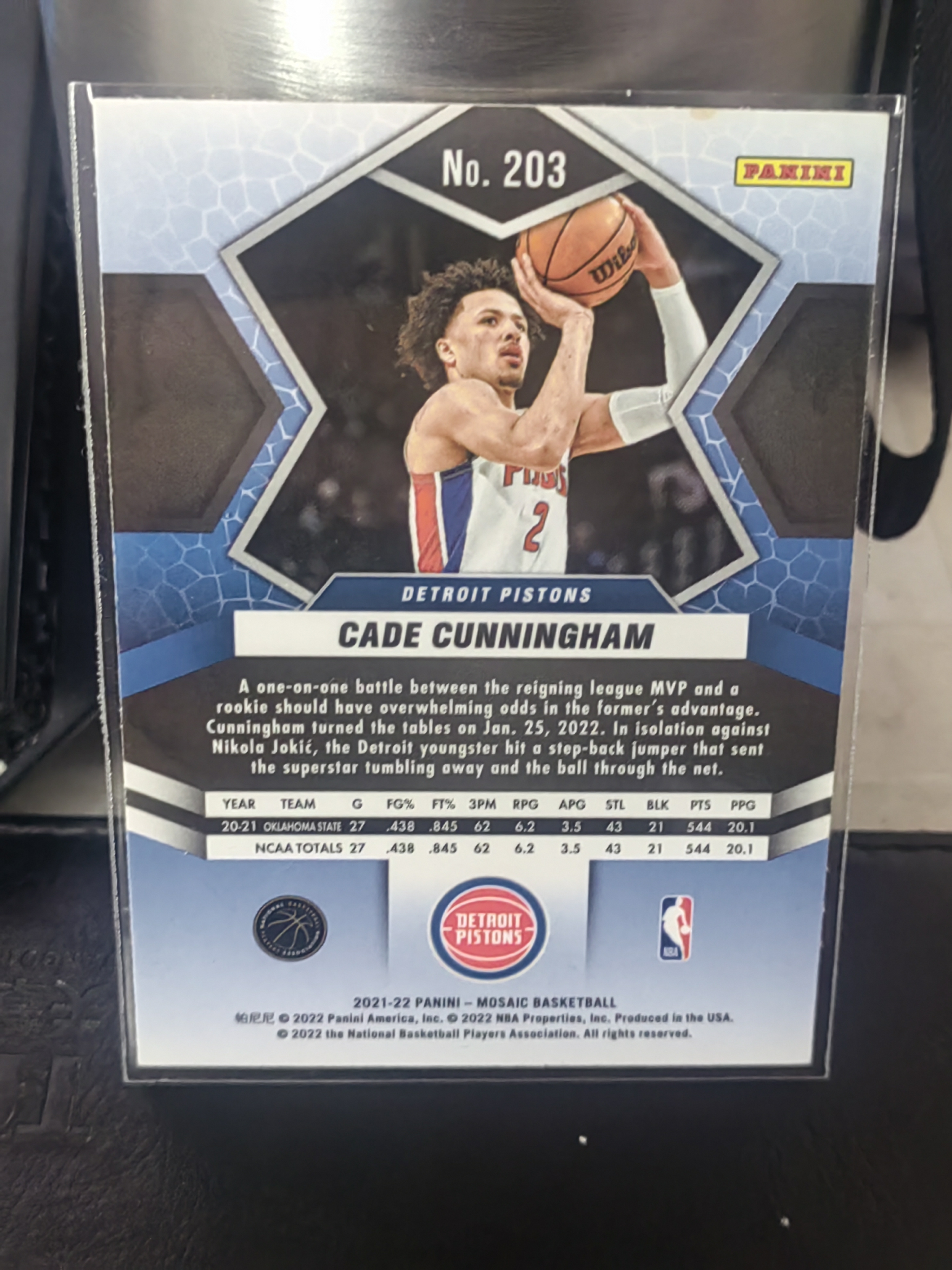 2021-22 Panini Mosaic Cade Cunningham RC 马赛克 新秀 凯德 康宁汉姆 坎宁安 CC 活塞 篮 白边白角 不保卡品 卡品如图