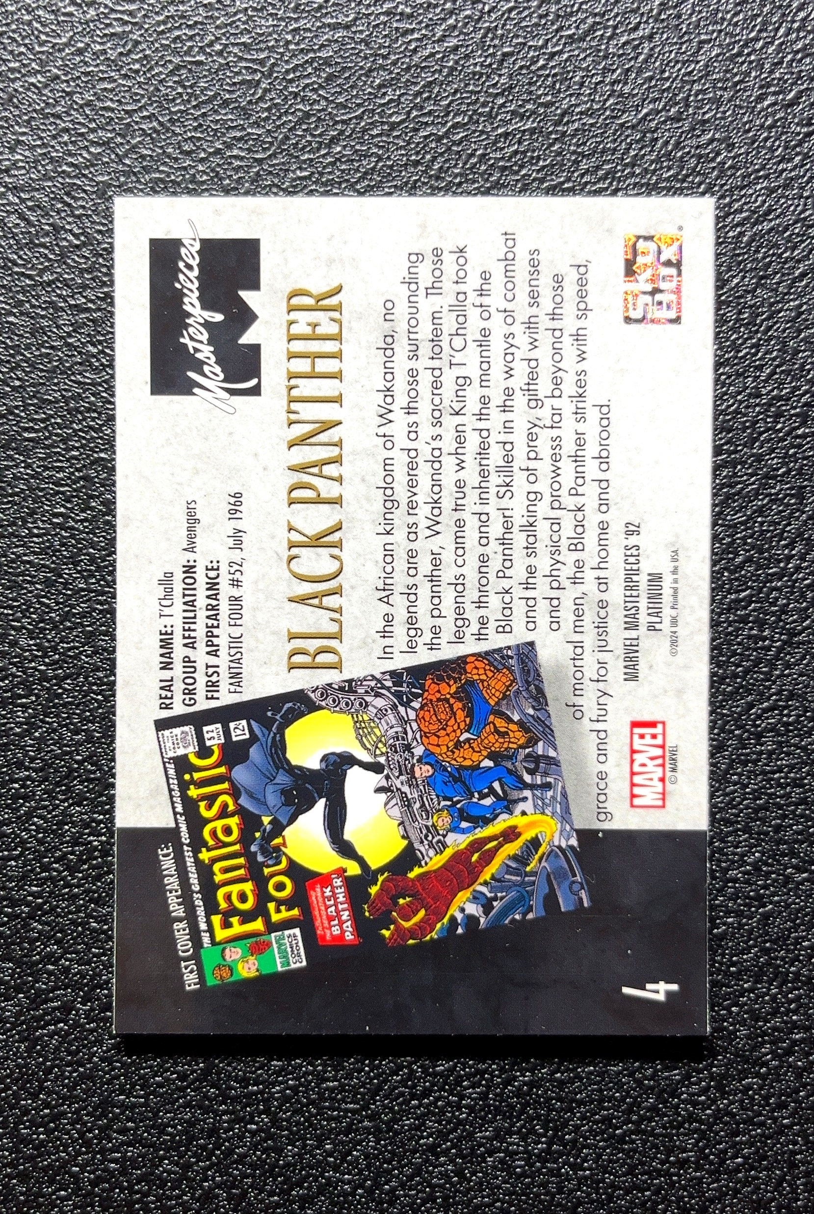 【小白1%代卖】2024 Sky Box Marvel 漫威 Masterpieces Platinum Platinum 铂金 T'Challa 特查拉 卡品如图 高价值 #4 0725