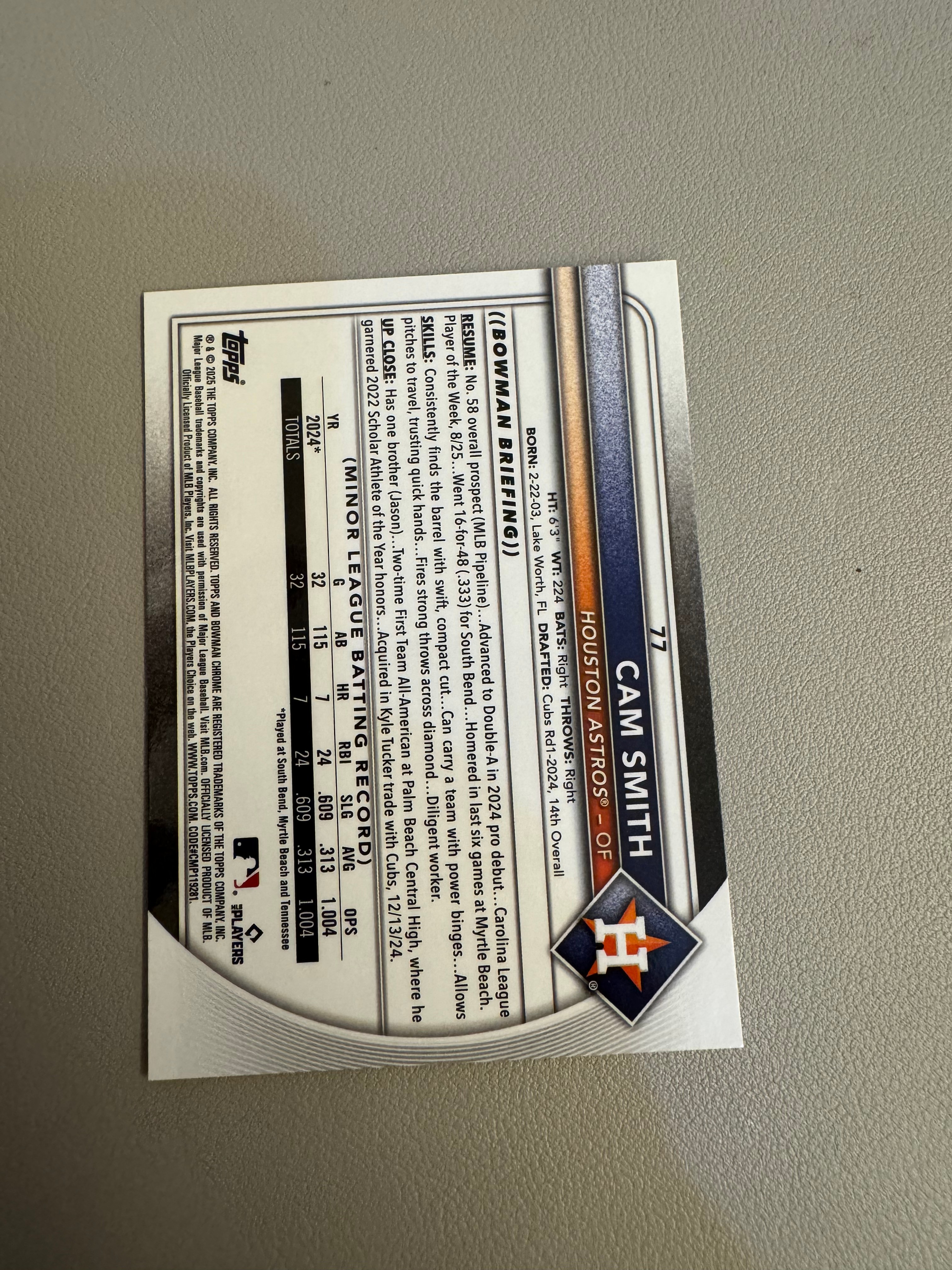 2025 Topps bowman CAM SMITH RC 卡姆 斯密斯 新秀小比例 红RC 收藏投资必备