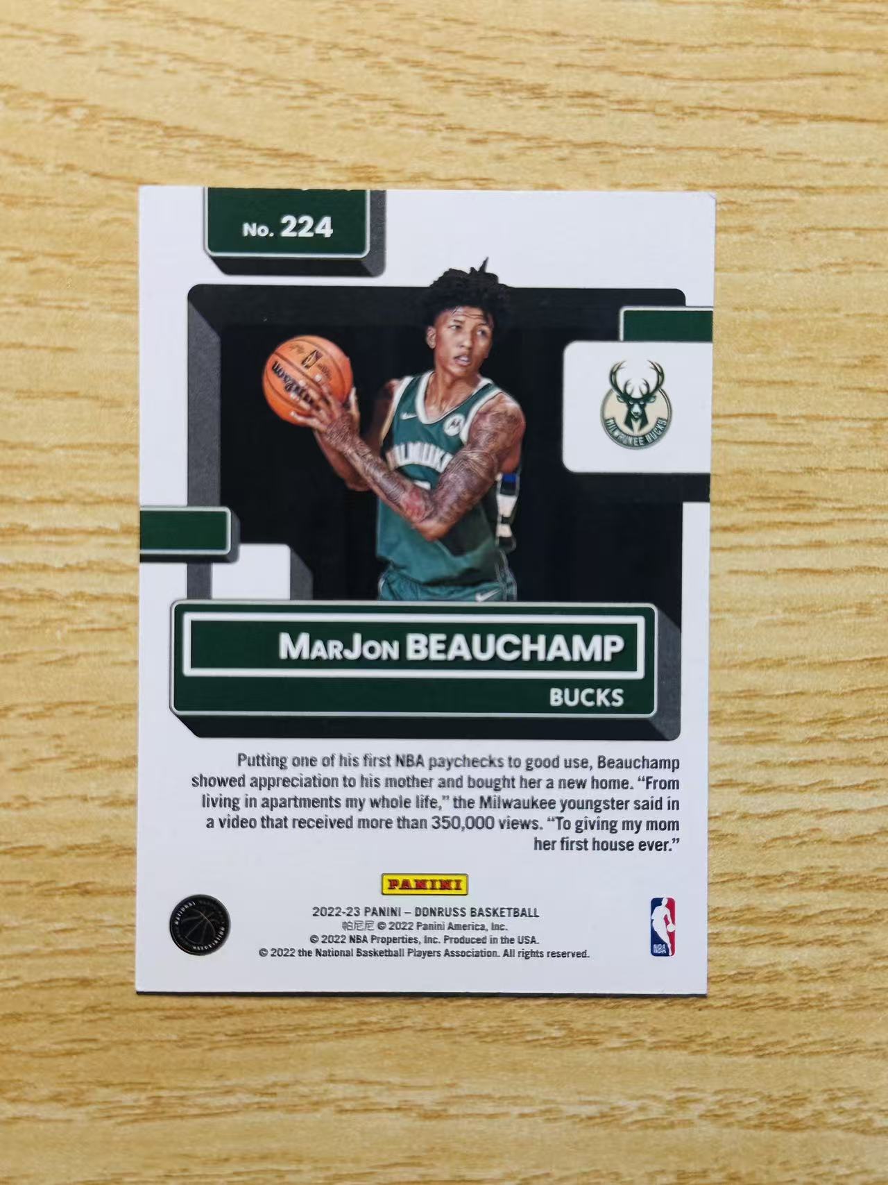 2022-23 Panini Donruss MarJon Beauchamp 嘿嘿代卖 杜蕾斯 比彻姆 199编 新秀 RC 雄鹿 收藏必备