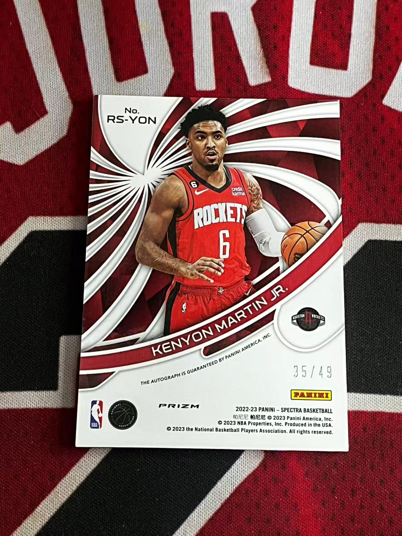 【接寄拍】2022-23 PANINI SPECTRA 光谱系列 火箭 小肯扬马丁 49编 签字卡 RADIANT签 碎冰折 折射 专收凑套必备【烂臭嘴拍卖】