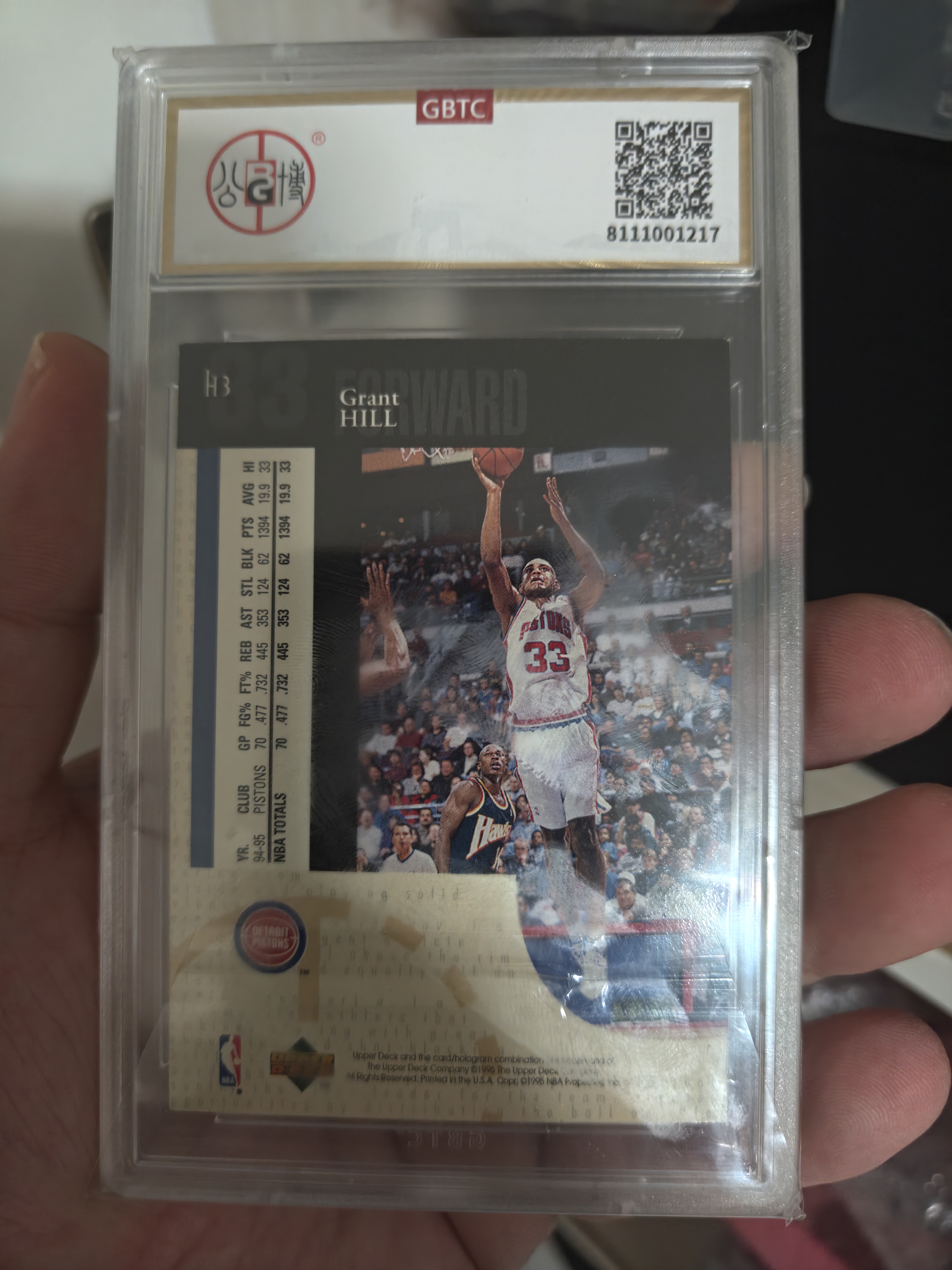 1995-96 Upper Deck Collector's Choice Grant Hill #H3 公博8.5 30年卡 大比例 全息 乔丹 接班人 格兰特 希尔 投资必备