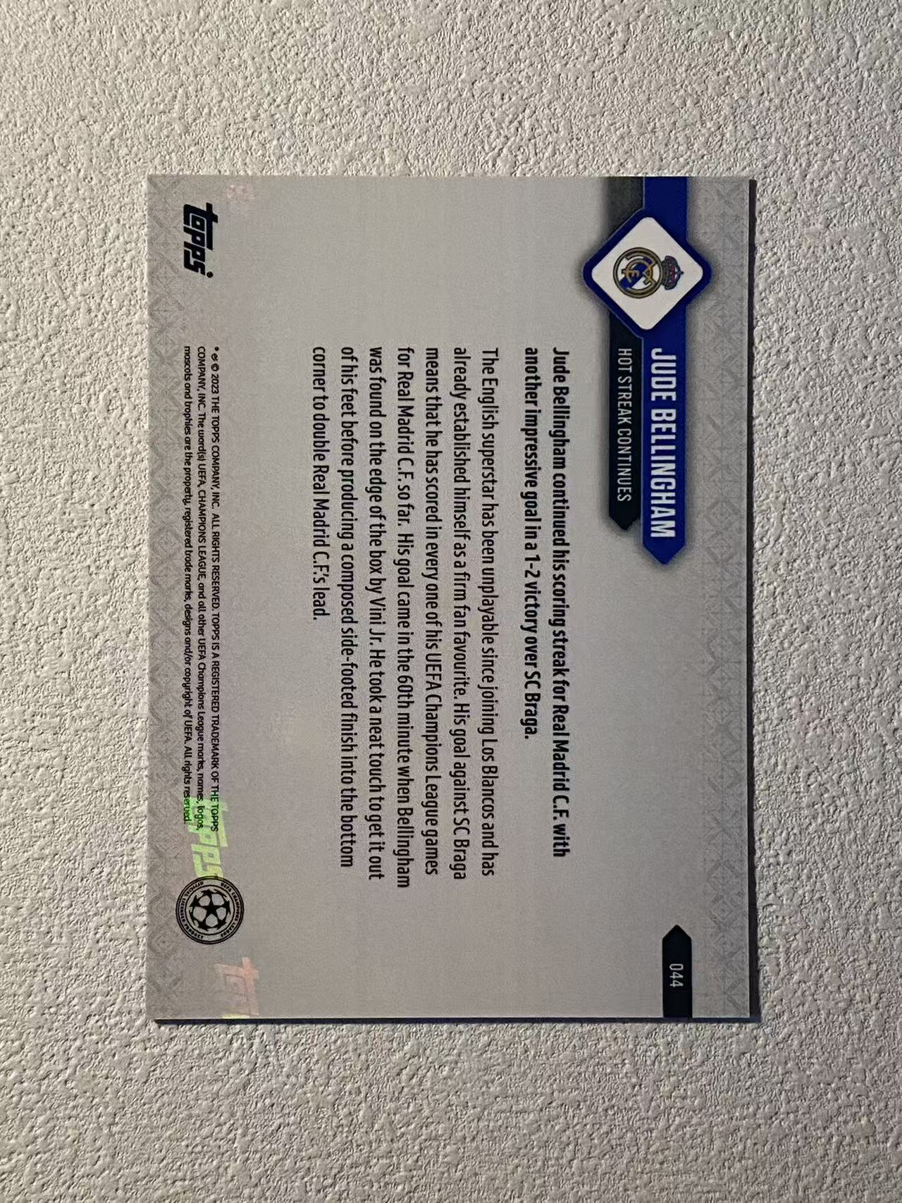 2023 Topps now Jude Bellingham 欧冠now 时刻 皇马 贝林厄姆 延续火热状态 收藏必备