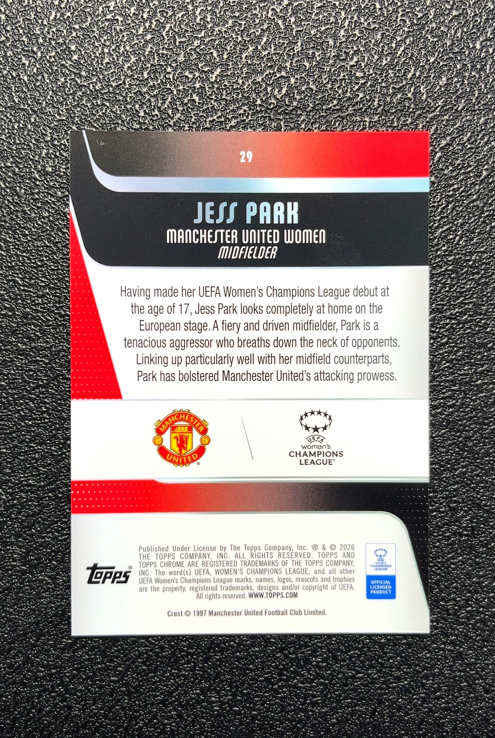 【岛屿拍卖】2025 Topps Chrome Jess Park 杰斯·帕克 卡品如图 高价值 #29 Manchester United Women 曼联女子队 0002#60