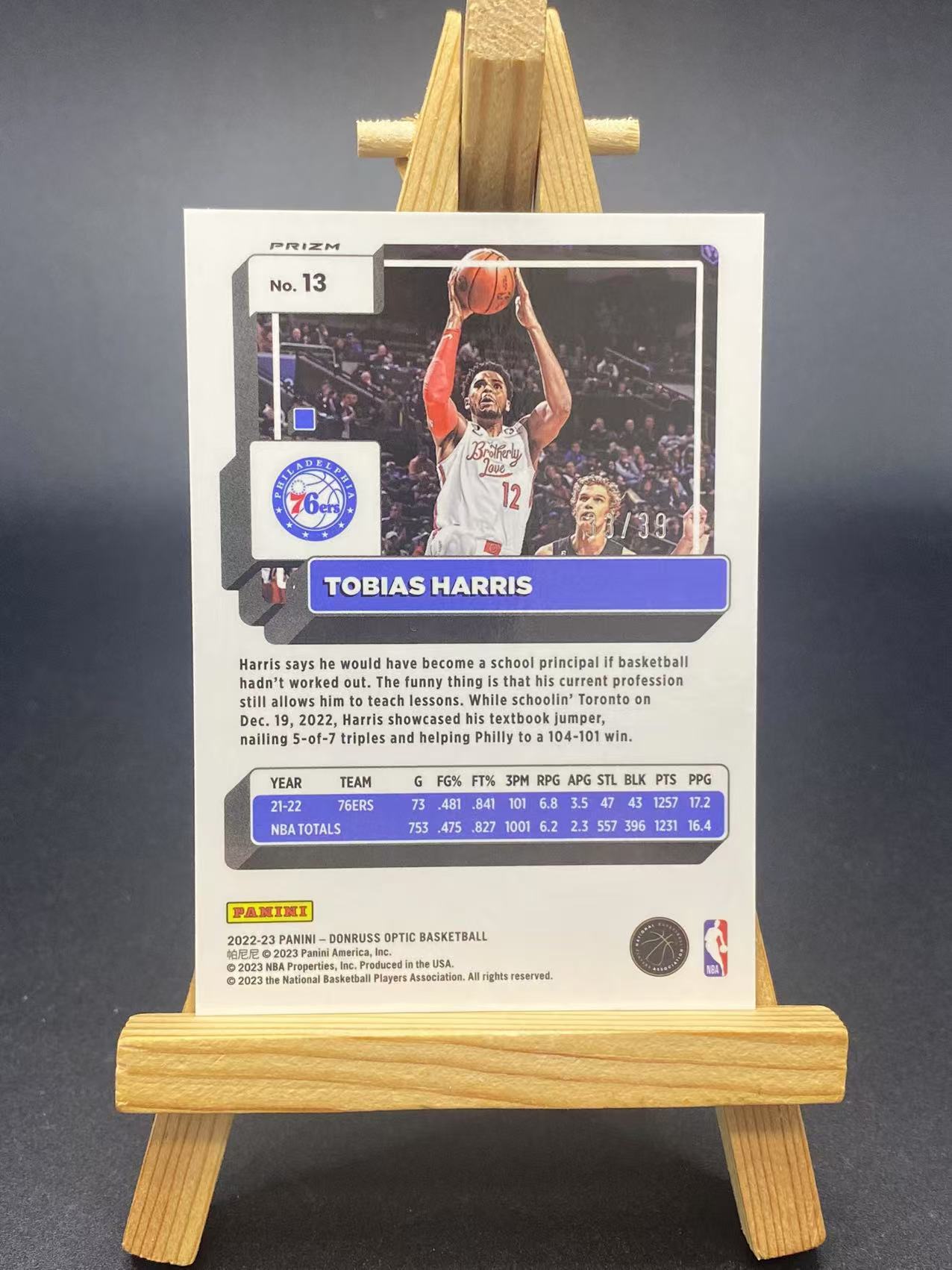 2022-23 【六六代卖】 Optic Tobias Harris 哈里斯 76人 33/39编 黑镭射折射 base 瑕疵如图(永不独行01)