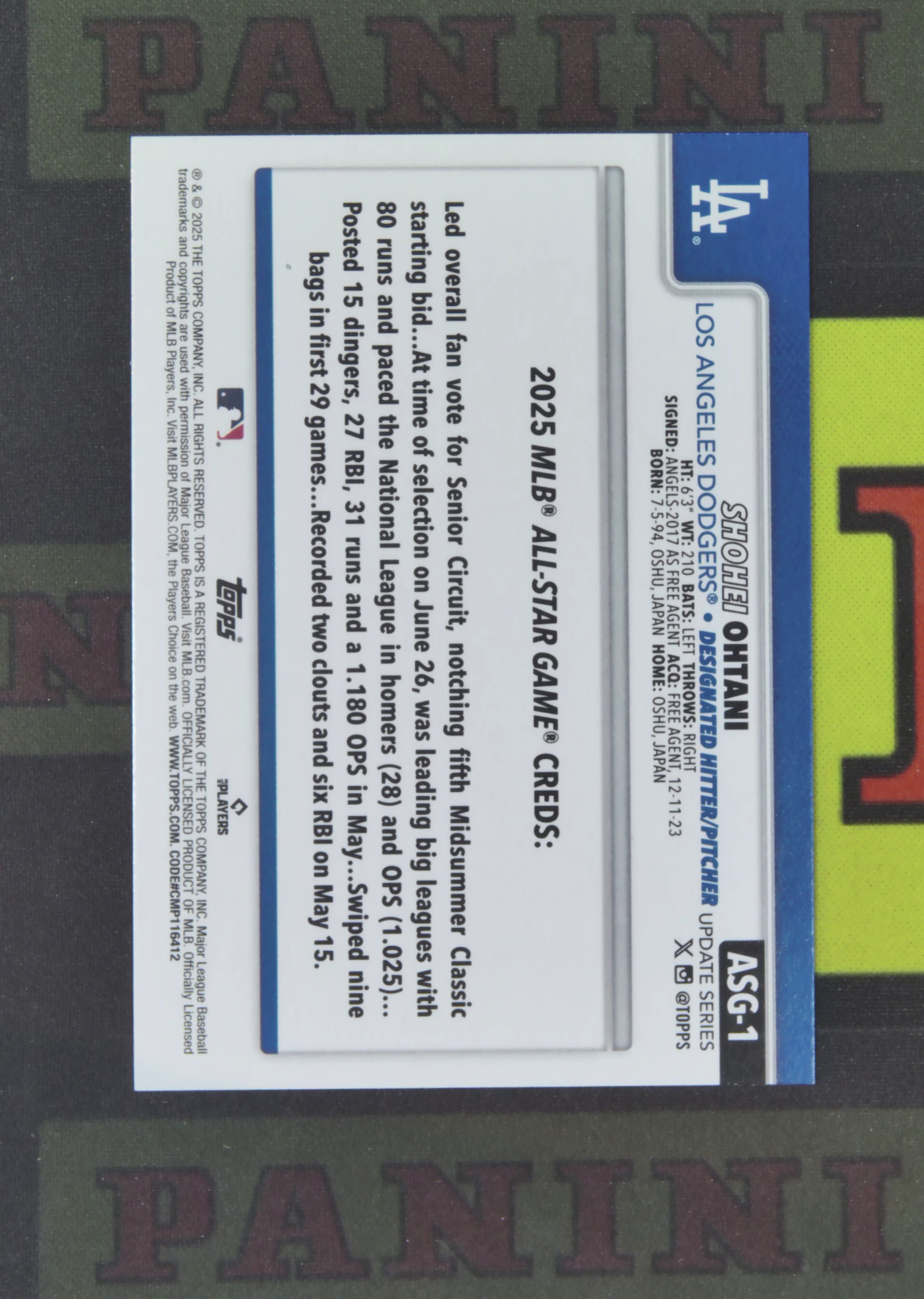 2025 Topps Update Shohei Ohtani Nirvana Project 大谷翔平 洛杉矶道奇 全明星 变化版 银折 折射 卡品如图 收藏必备 吴¥