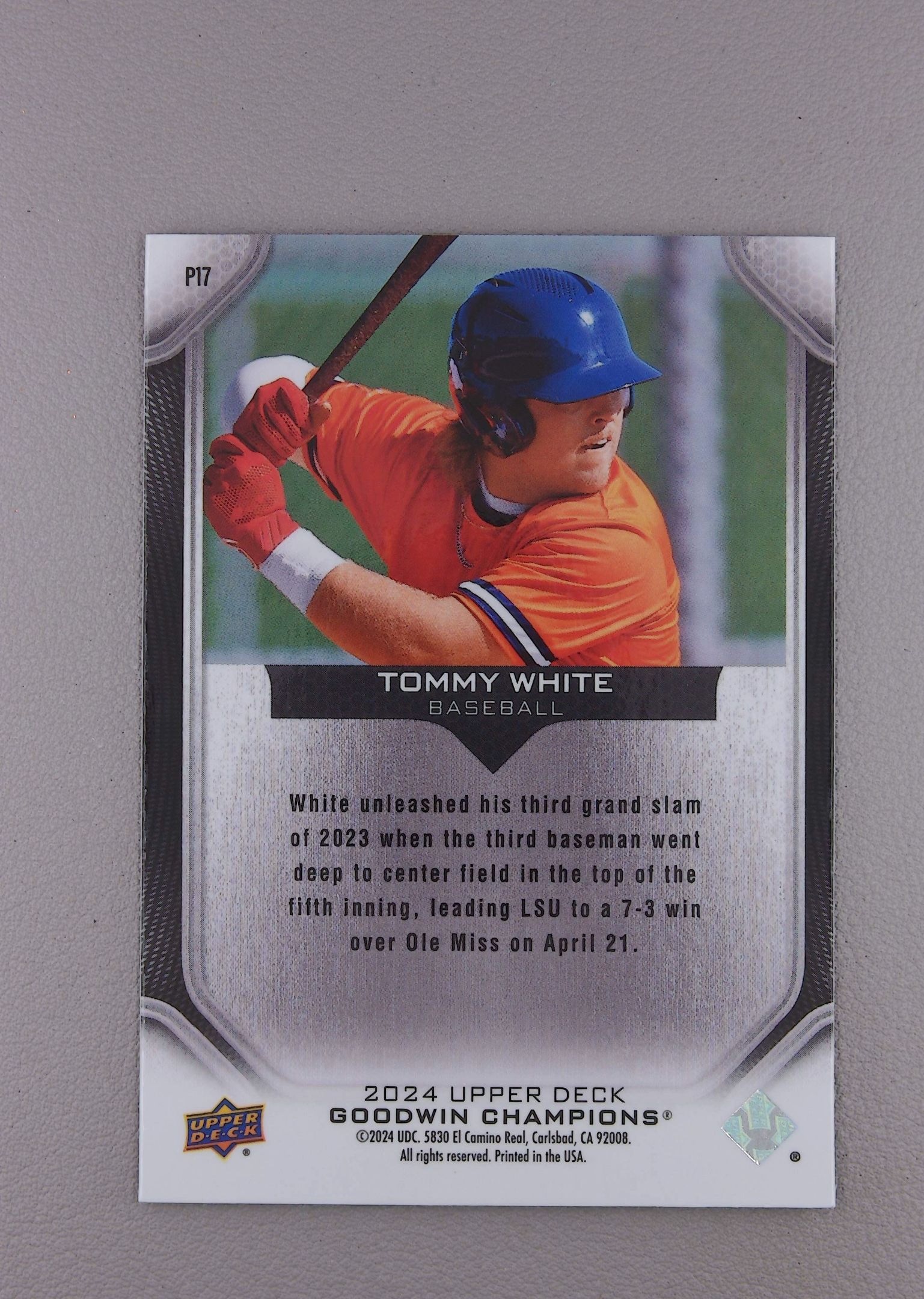 2024 Upper Deck Platinum Tommy White 汤米 怀特 Platinum 卡品如图 LIJUN162 413【卡拉汉卡牌拍卖】