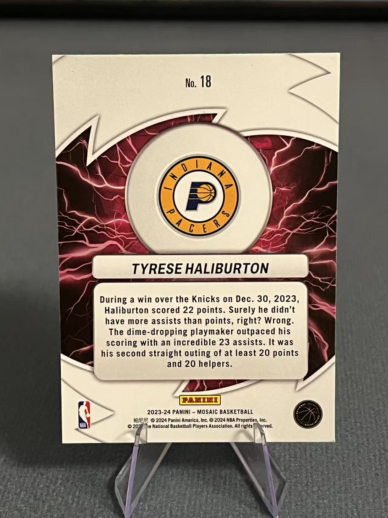 2023-24 Panini Mosaic 马赛克 Tyrese Haliburton 步行者 泰瑞斯 哈利伯顿 哈里伯顿 Thunder Road 闪电 特卡 卡品如图