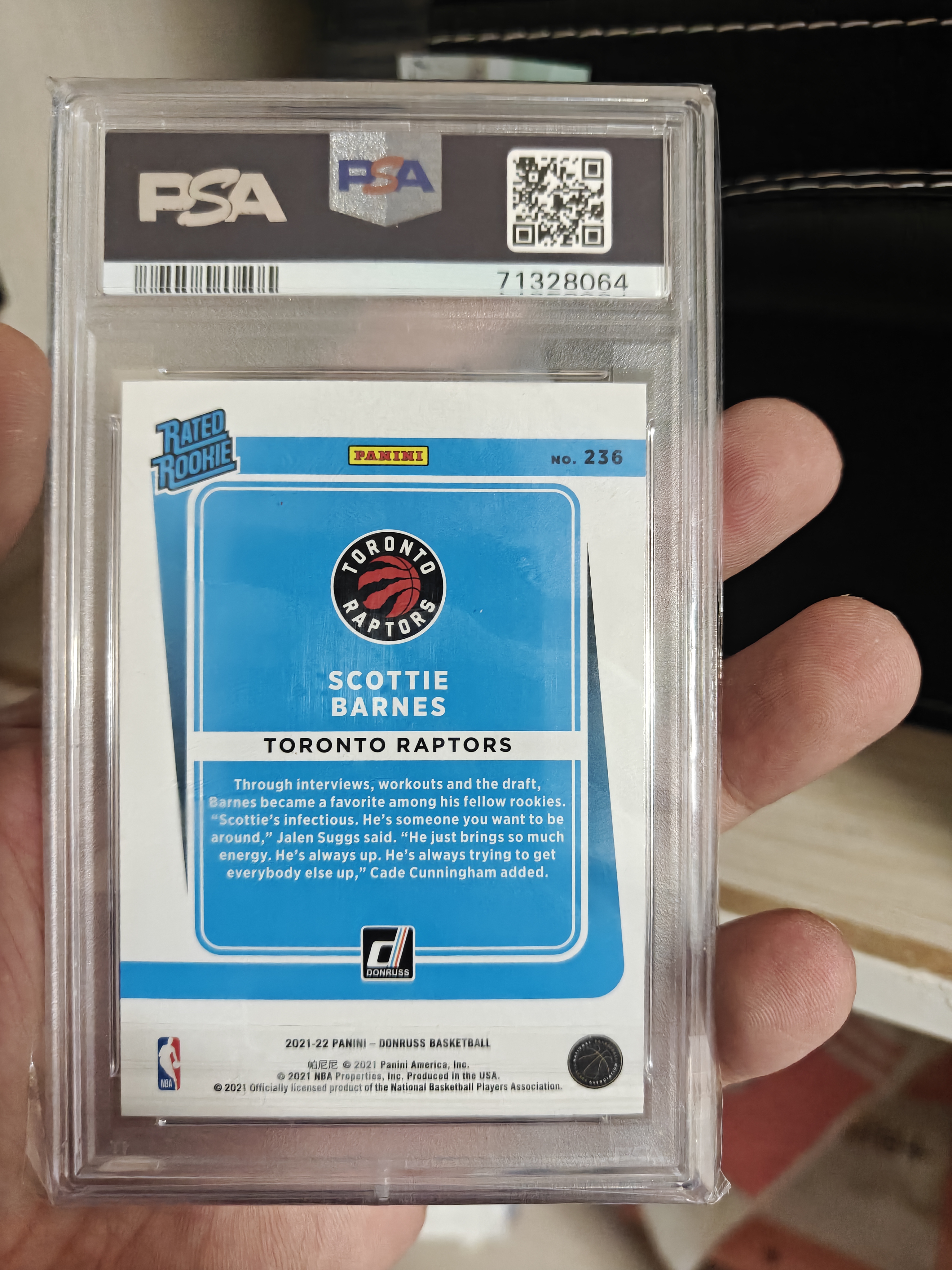 2021-22 Panini Donruss Scottie Barnes RC #236 PSA9 新秀年 选秀年 最佳新秀 猛龙老大 斯科蒂 巴恩斯 mojo 折色