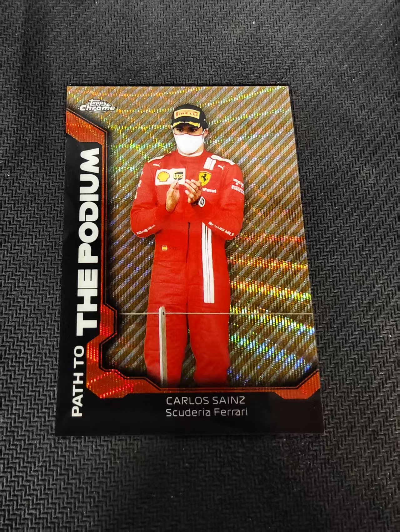 【汽水拍卖】2021 Topps Chrome Carlos Sainz F1 法拉利车队 卡洛斯 赛恩斯 the podium特卡 金波纹 50编 瑕疵如图