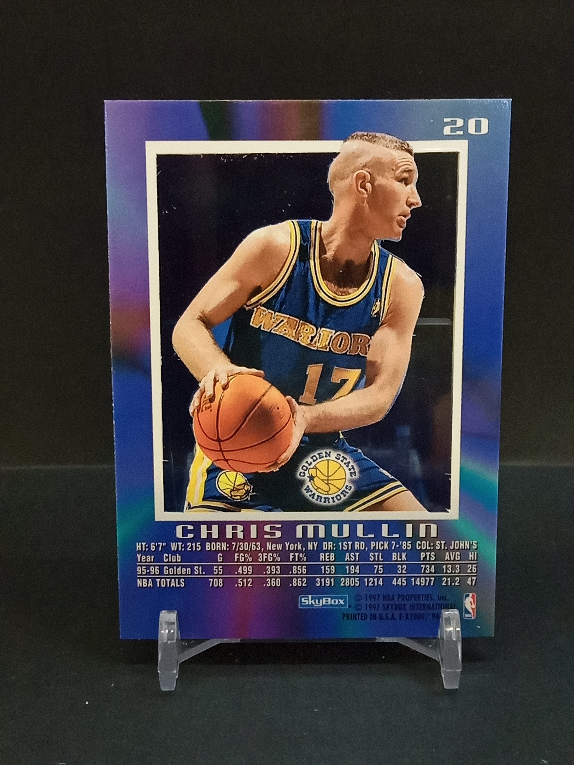 【DC拍卖】9.29小科比 `1996-97 Skybox E-X2000 #20 Chris Mullin 克里斯穆林 金州勇士 蓝彩渐变胶片折射老球星卡`