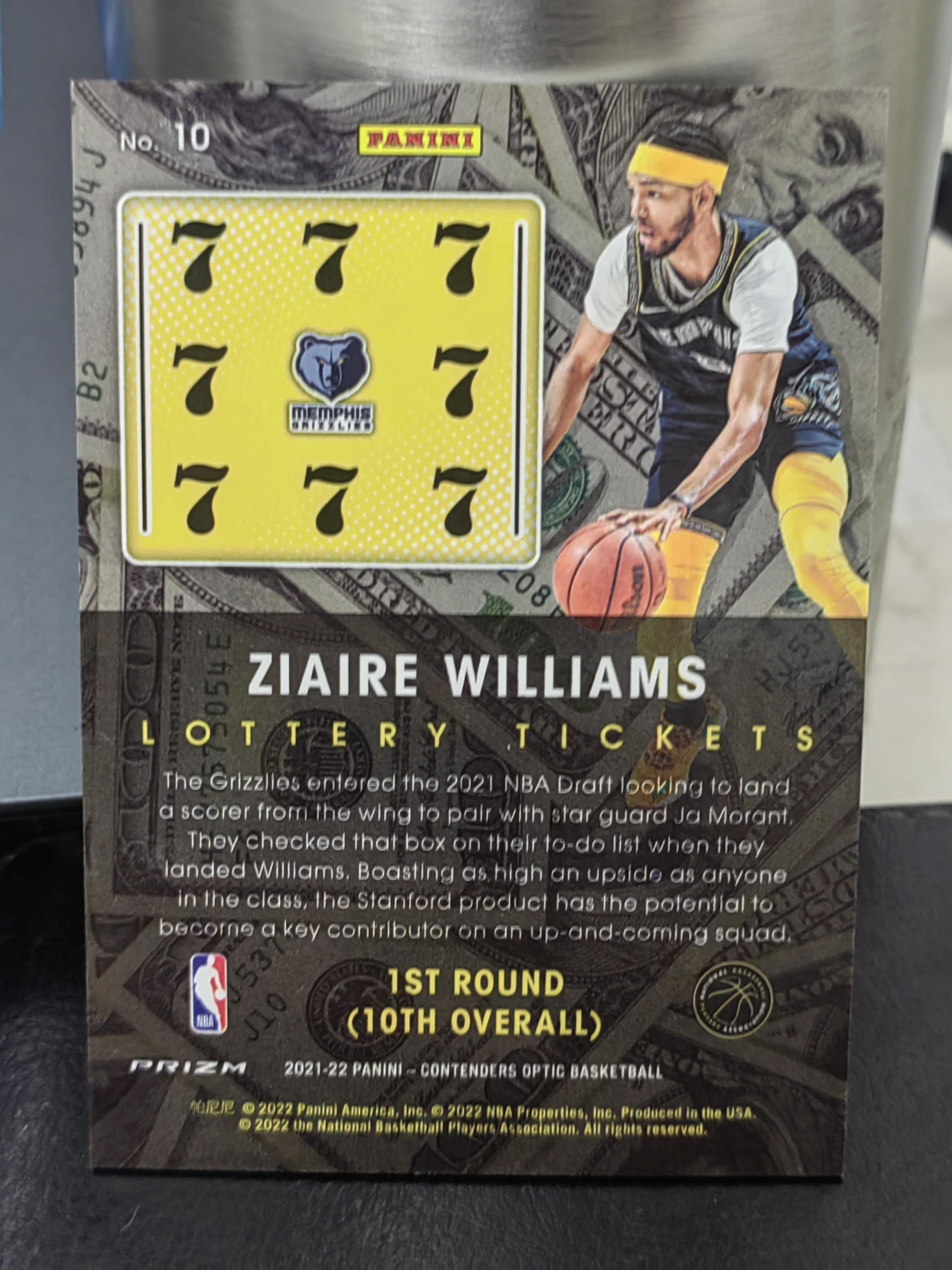 2021-22 Panini Contenders Zhaire Williams 球票 碎冰折 扎伊尔威廉姆斯 彩票 特卡 灰熊 篮 白边白角 不保卡品 卡品如图