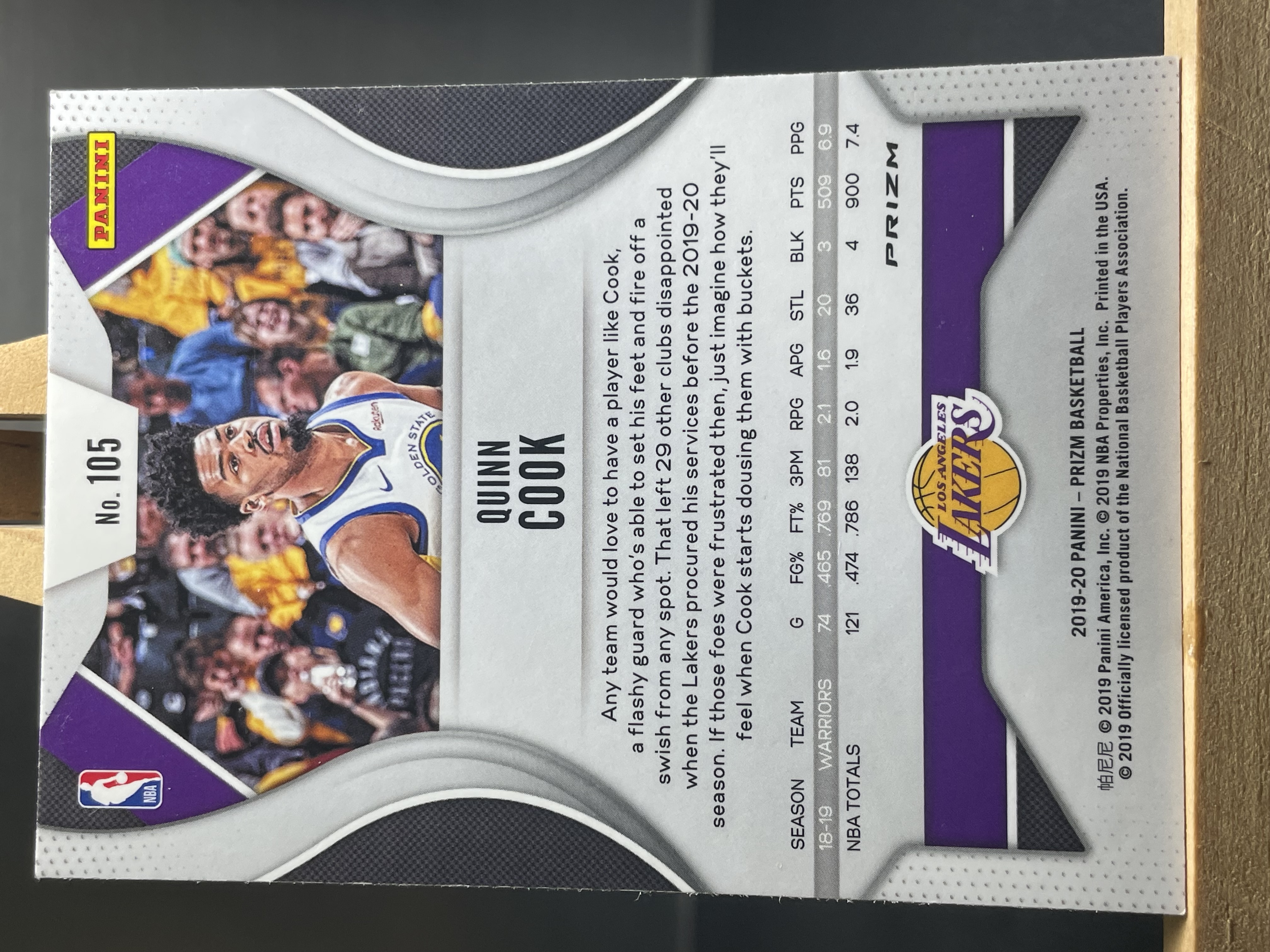 (A1) 2019-20 PANINI PRIZM 绿折 奎因 库克 湖人 实卡好看 收藏凑套必备 卡品如图 !!!