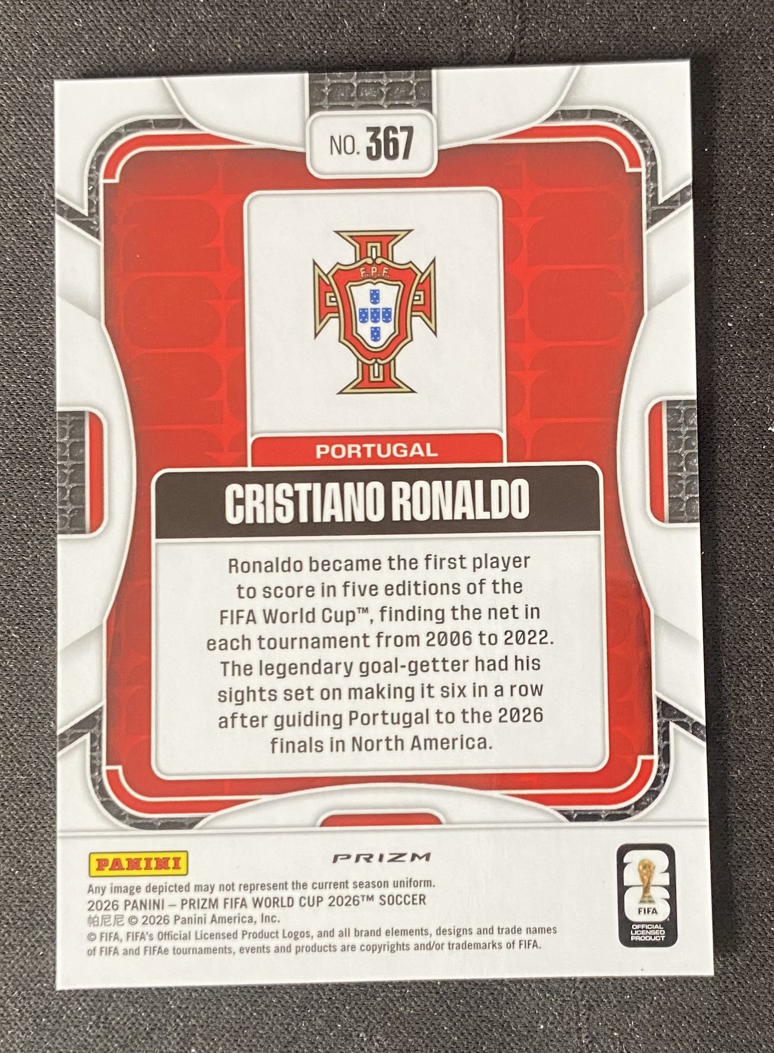 2026 Panini World Cup Prizm Cristiano Ronaldo 【来拆波卡】世界杯 Prizm 葡萄牙 克里斯蒂亚诺 罗纳尔多 C罗 潘多拉折 jjdk
