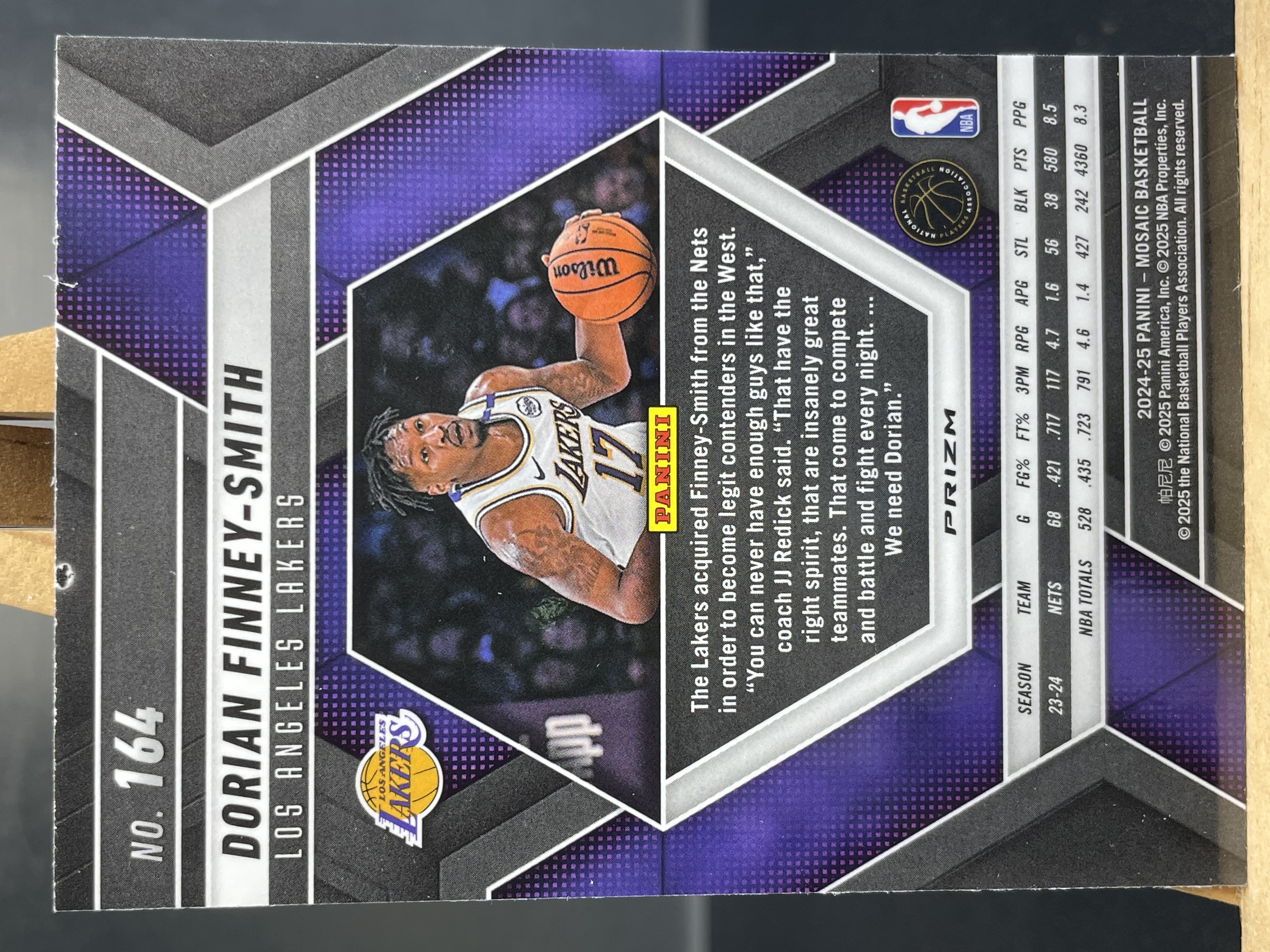 (B6) 2024-25 PANINI 马赛克系列 折射 多里安 芬尼 史密斯 湖人 实卡好看 收藏凑套必备 卡品如图 !!!