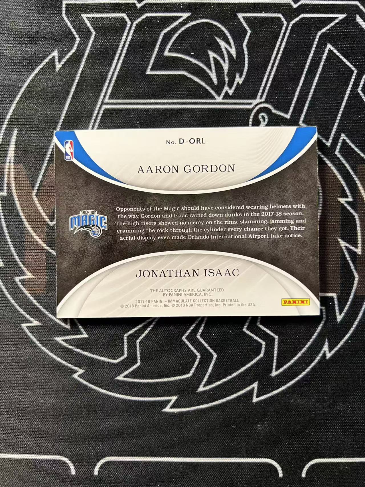 2017-18 Panini Immaculate Aaron Gordon RC 【UTF球星卡】fr4 阿隆 戈登 艾萨克 魔术 新秀 爱咪咪 49编 双人签字 卡签 瑕疵如图