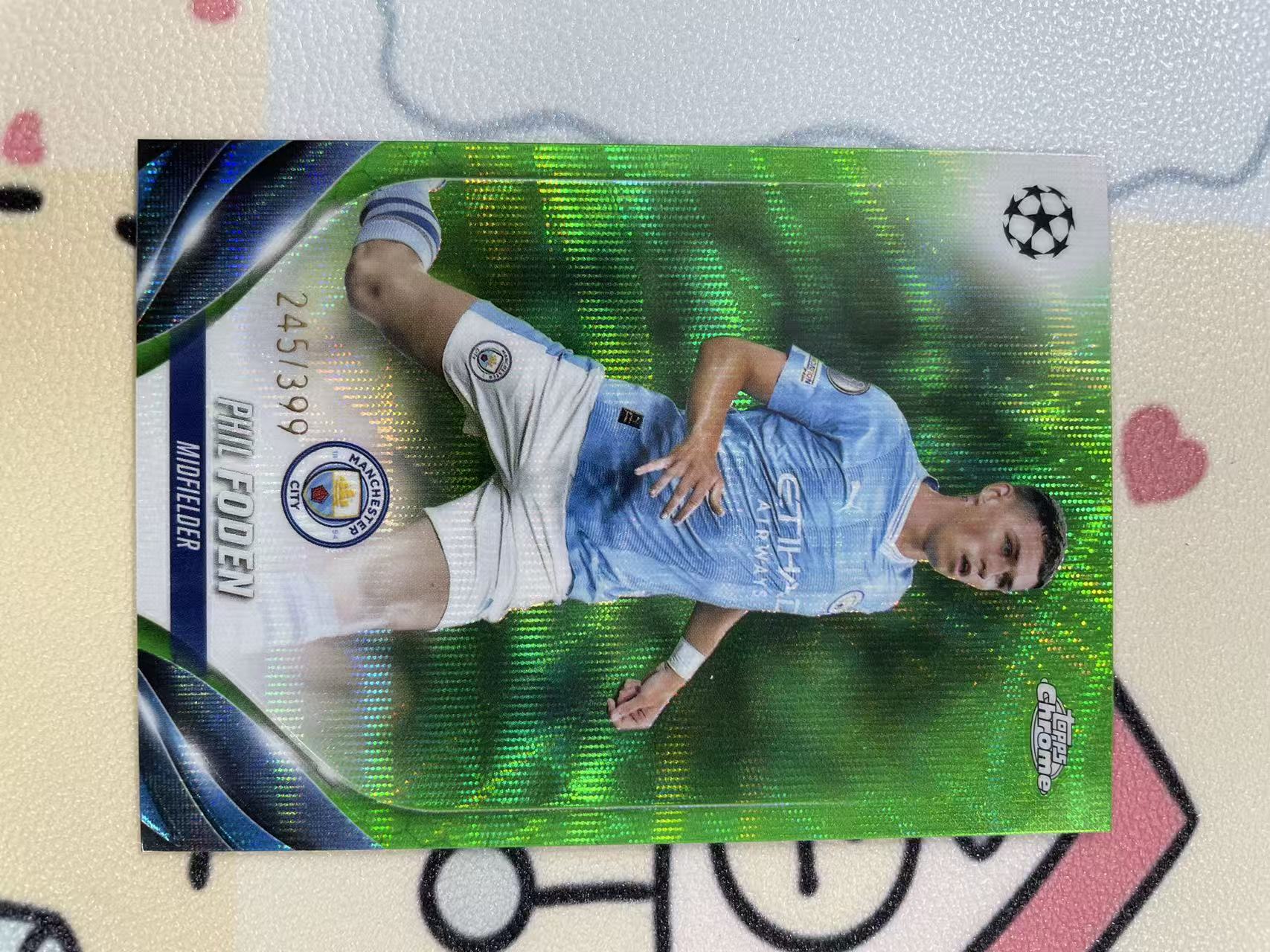 2023-24 Topps Chrome PHIL FODEN 菲尔 福登 曼城太子 245/399编 TC 绿波纹 欧冠 曼城 足球 不保卡品【猴哥】