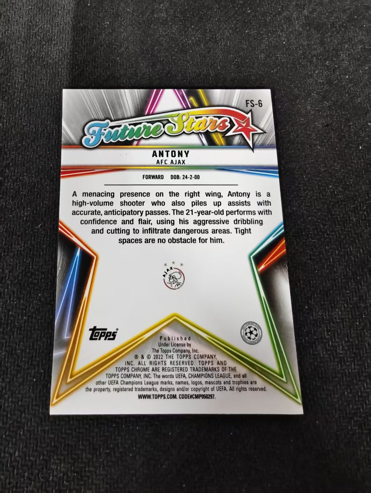 【可合并,不累计】2022 Topps Chrome Antony 欧冠 tc 阿贾克斯 安东尼 曼联 皇家贝蒂斯 未来之星特卡 银折 不保卡品 介意勿拍