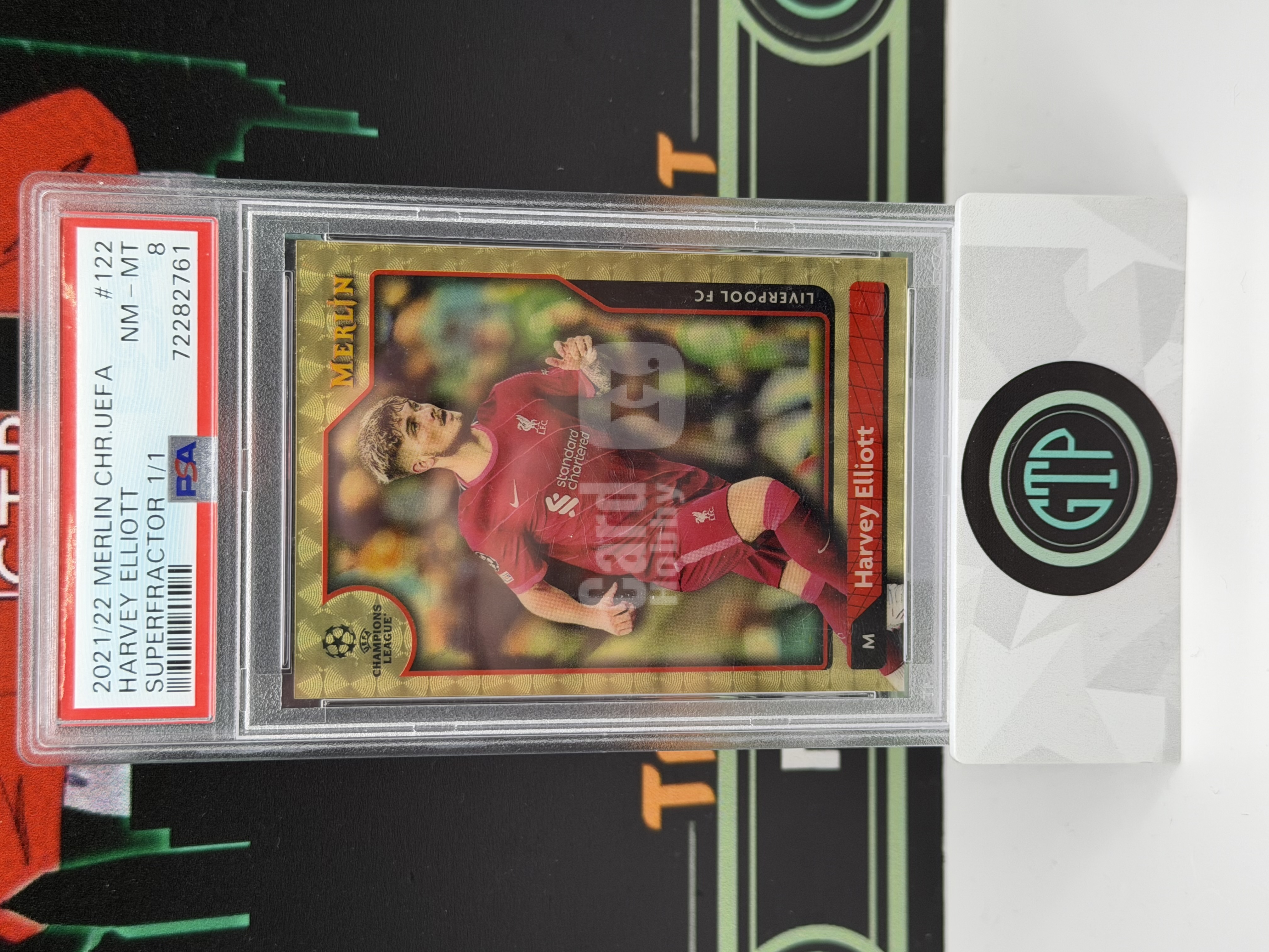 【GTP拍卖】2021-22 Topps Merlin Chrome UEFA Harvey Elliott 埃利奥特 Superfractor 1/1 1of1 PSA 8 RC 新秀 独一无二 超级一编 利物浦 欧冠 Liverpool