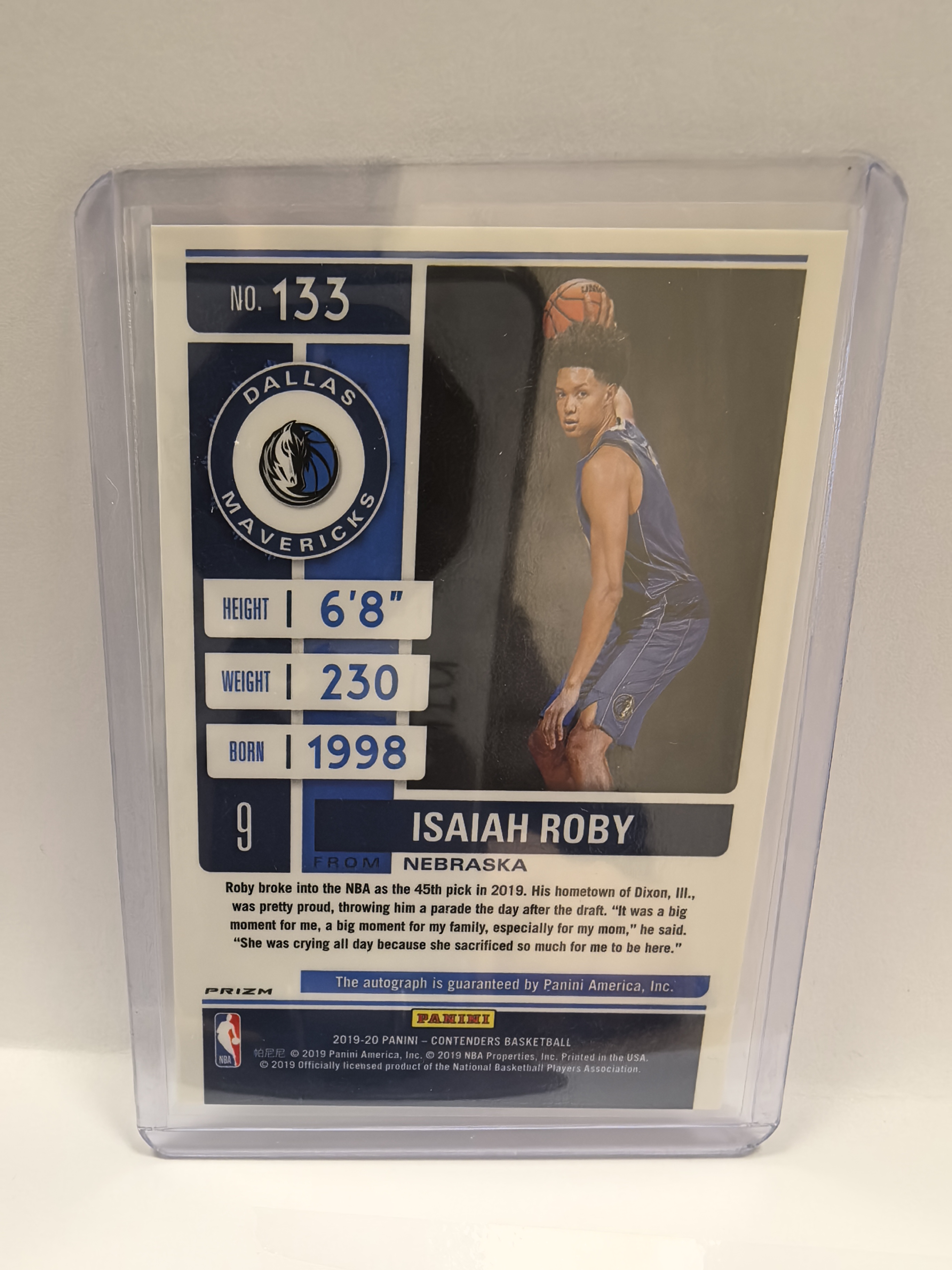 2019-20 Panini Contenders Isaiah Roby RC 签字 卡签 球票 折射 银折 新秀卡 以赛亚 罗比 独行侠时期 卡品如图