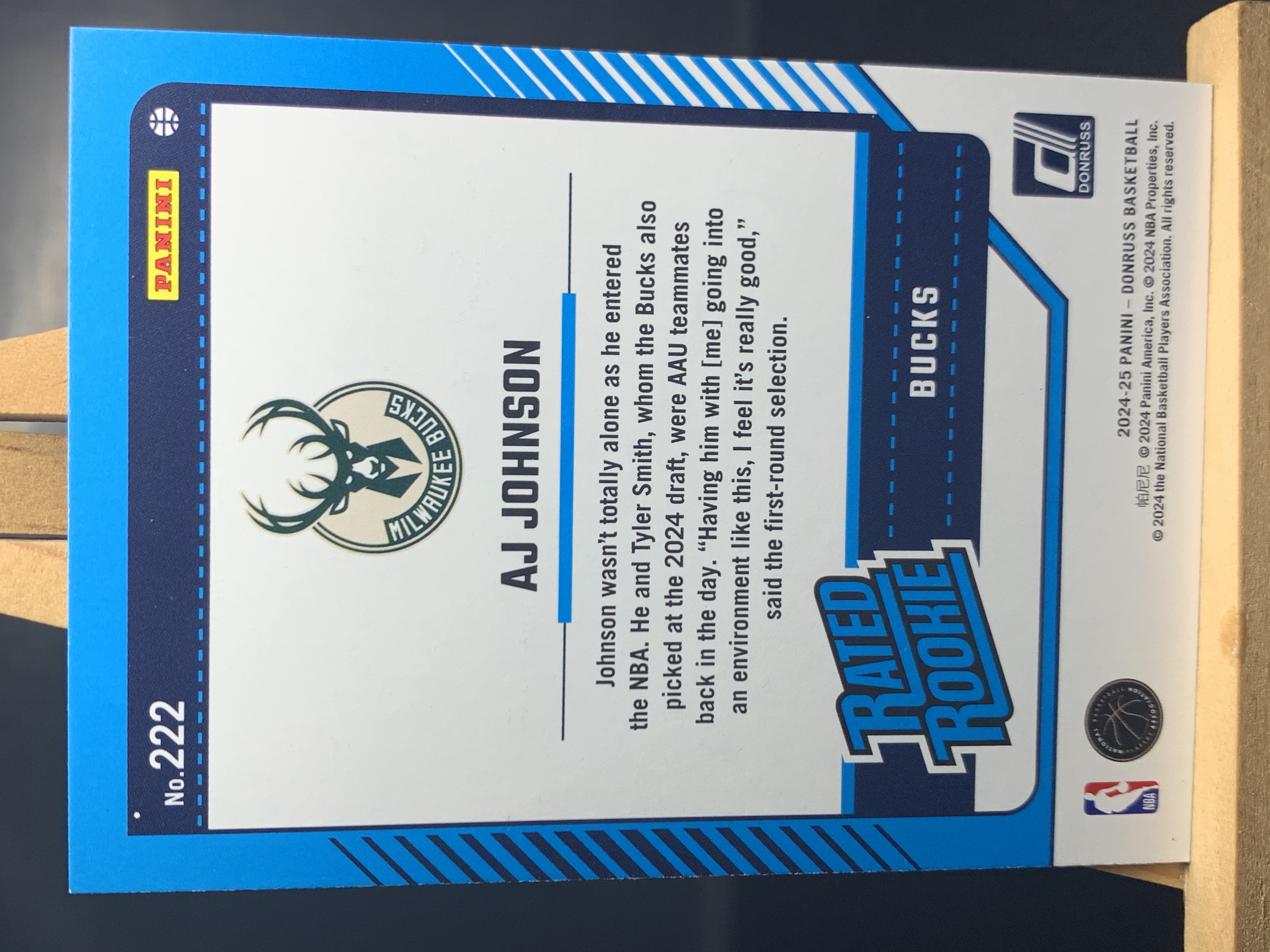 (A5) 2024-25 PANINI 杜蕾斯系列 新秀RC AJ 约翰逊 雄鹿 实卡好看 收藏凑套必备 卡品如图!!!