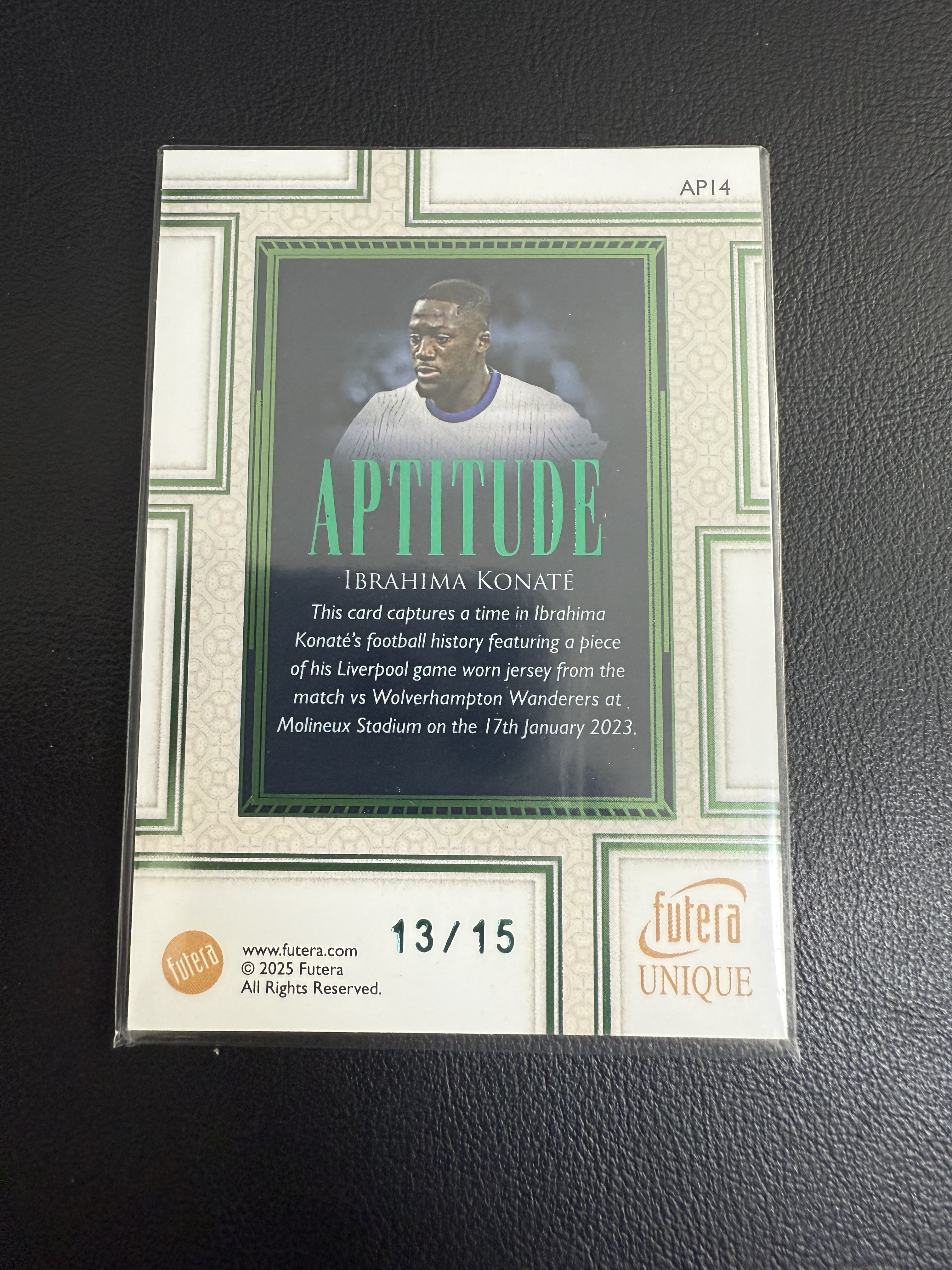 2025 Futera Futera Unique Ibrahima Konaté 科纳特 利物浦 球衣物料 独特特卡 13/15编 卡品如图 合并当日订单 [金叔 秦月】