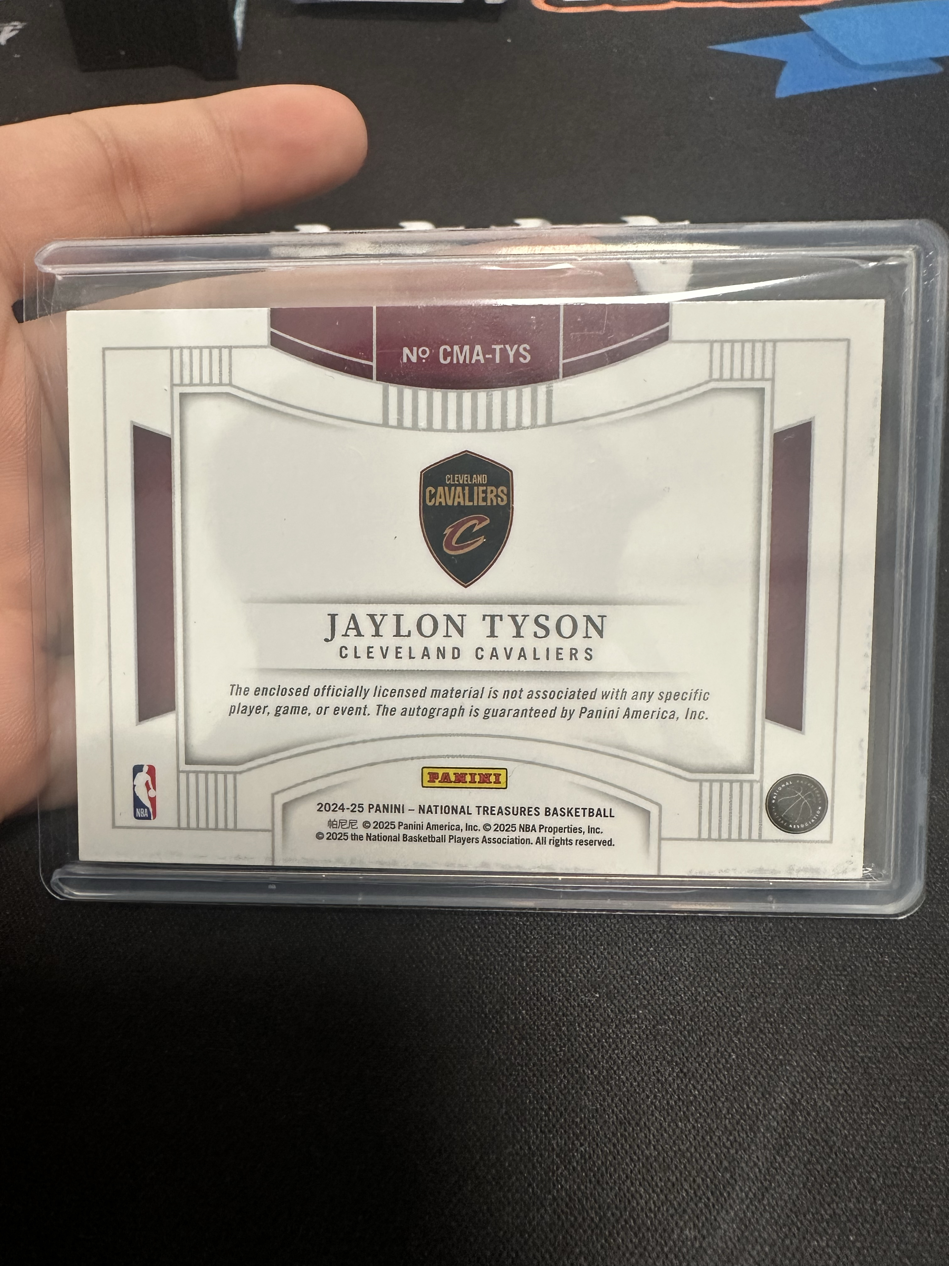 2024-25 Panini National Treasures Jaylon Tyson RC 国宝 骑士 新秀RC 杰隆 泰森 49编 RJA 签字 卡签 gue