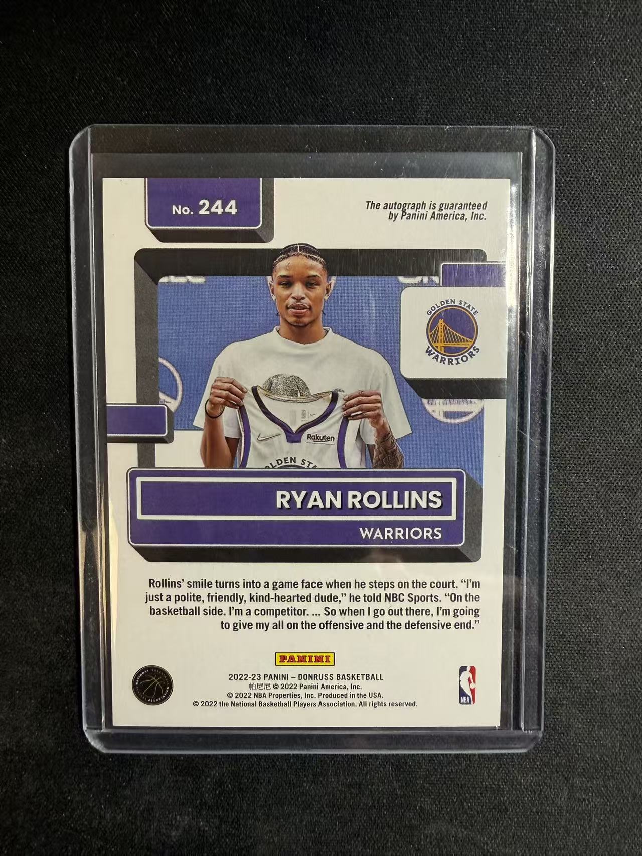2022-23 Panini Donruss Ryan Rollins RC 杜蕾斯 勇士 新秀年 罗林斯 迷宫折 签字 贴签 卡品如图 不保卡品 介意勿拍