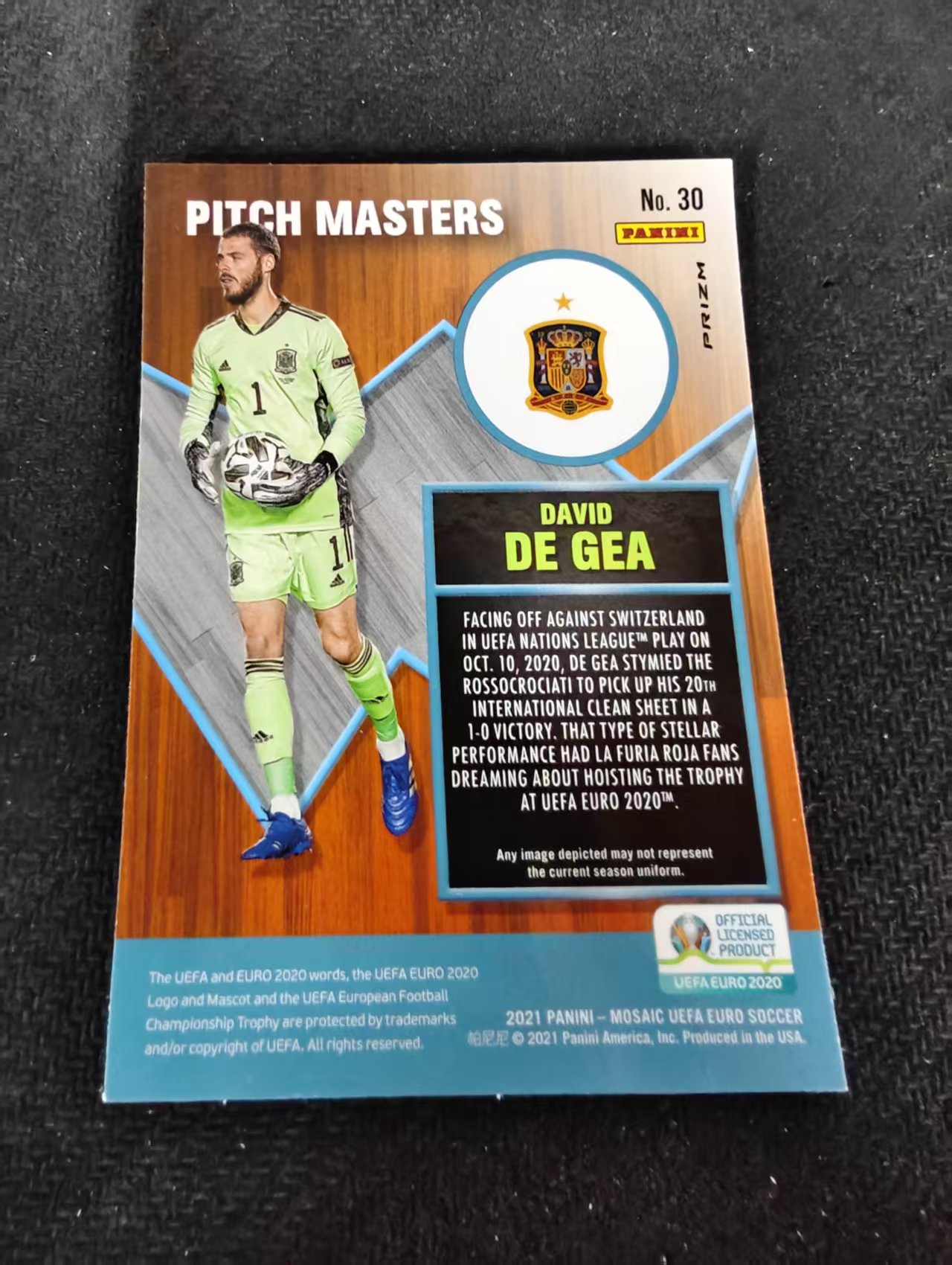 【可合并,不累计】 2021 Panini Mosaic David De Gea 德赫亚 西班牙 曼联 特卡 欧洲杯 银马赛克折 划痕 边角瑕疵 #30