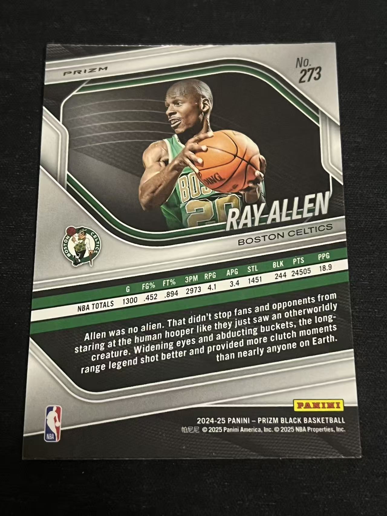 2024-25 Panini Prizm Black Ray Allen 凯尔特人 君子雷 雷-阿伦 蛇皮折 SSP