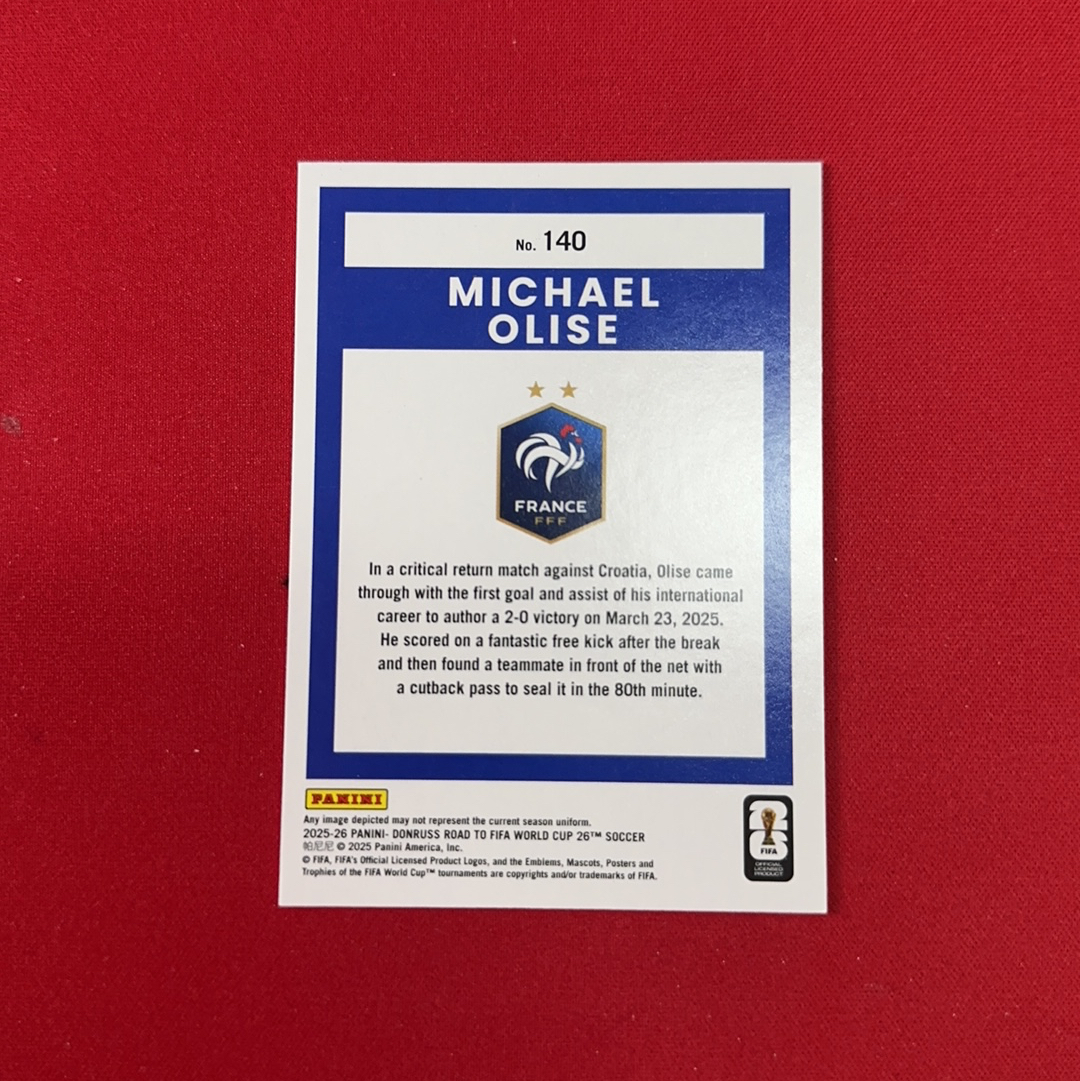 【四喜代拍】2025-26 Panini Donruss 世界杯 杜蕾斯 Michael Olise 奥利塞 奥利赛 法国 2 三色折特卡 卡品如图(polo)