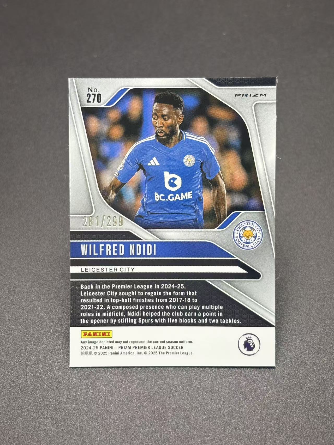 2024-25 Panini Prizm Wilfred Ndidi #270 恩迪迪 莱斯特城 英超PZ 蓝折 Base 299编 专收必备 团团