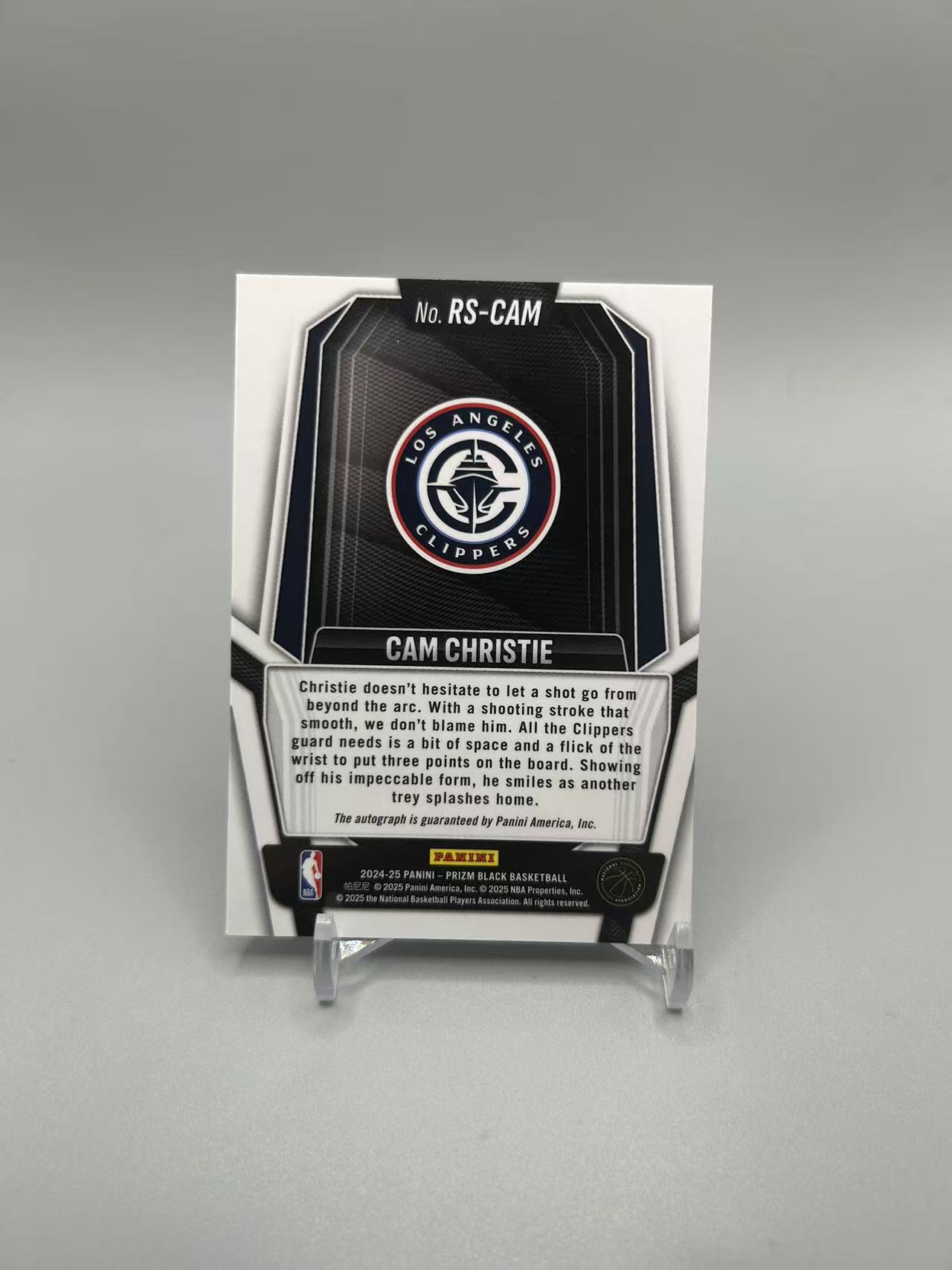 2024-25 Panini Prizm cam christie RC 【灰灰代拍】全新篮球PZblack 快船 克里斯蒂 新秀 签字 不带编 二哥