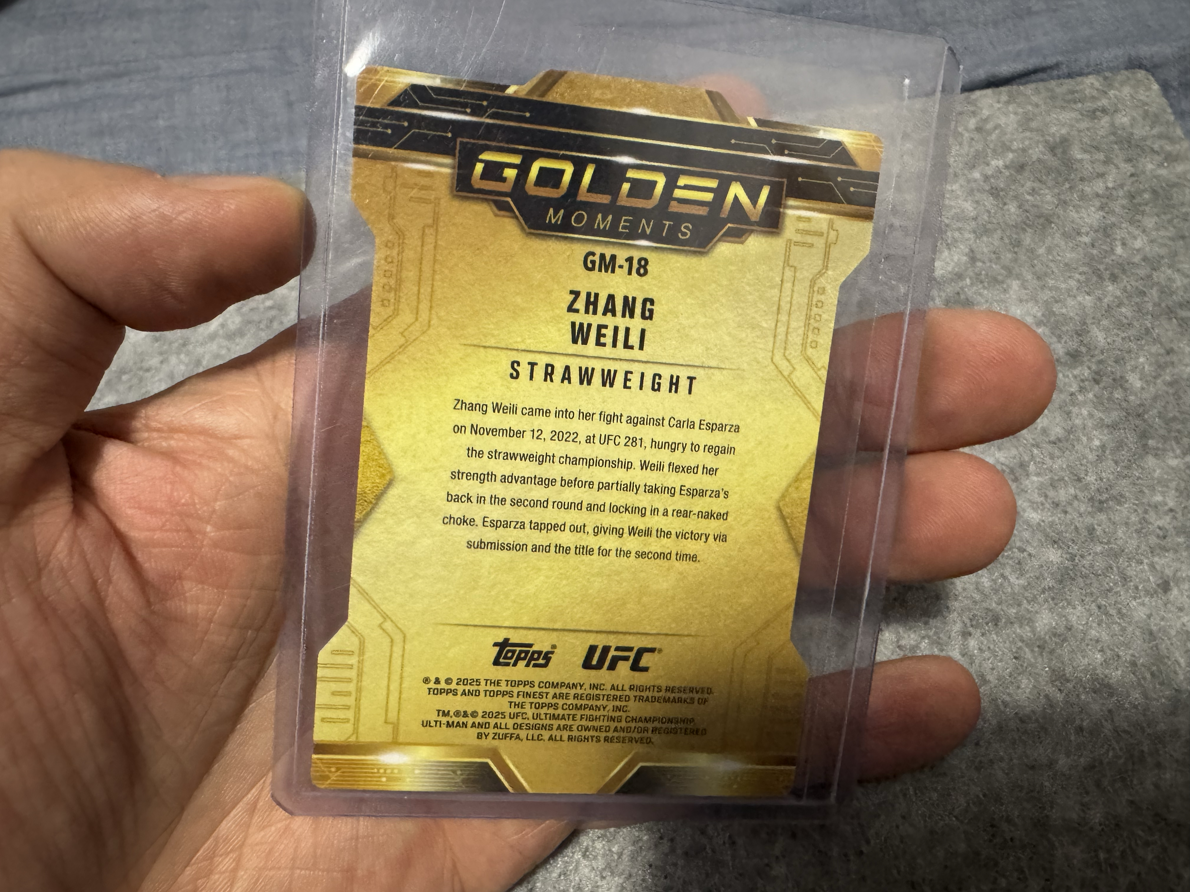 2025 Topps Finest Zhang Weili UFC 张伟丽 Golden Moments特卡 67/75编 异形 特卡 选图好
