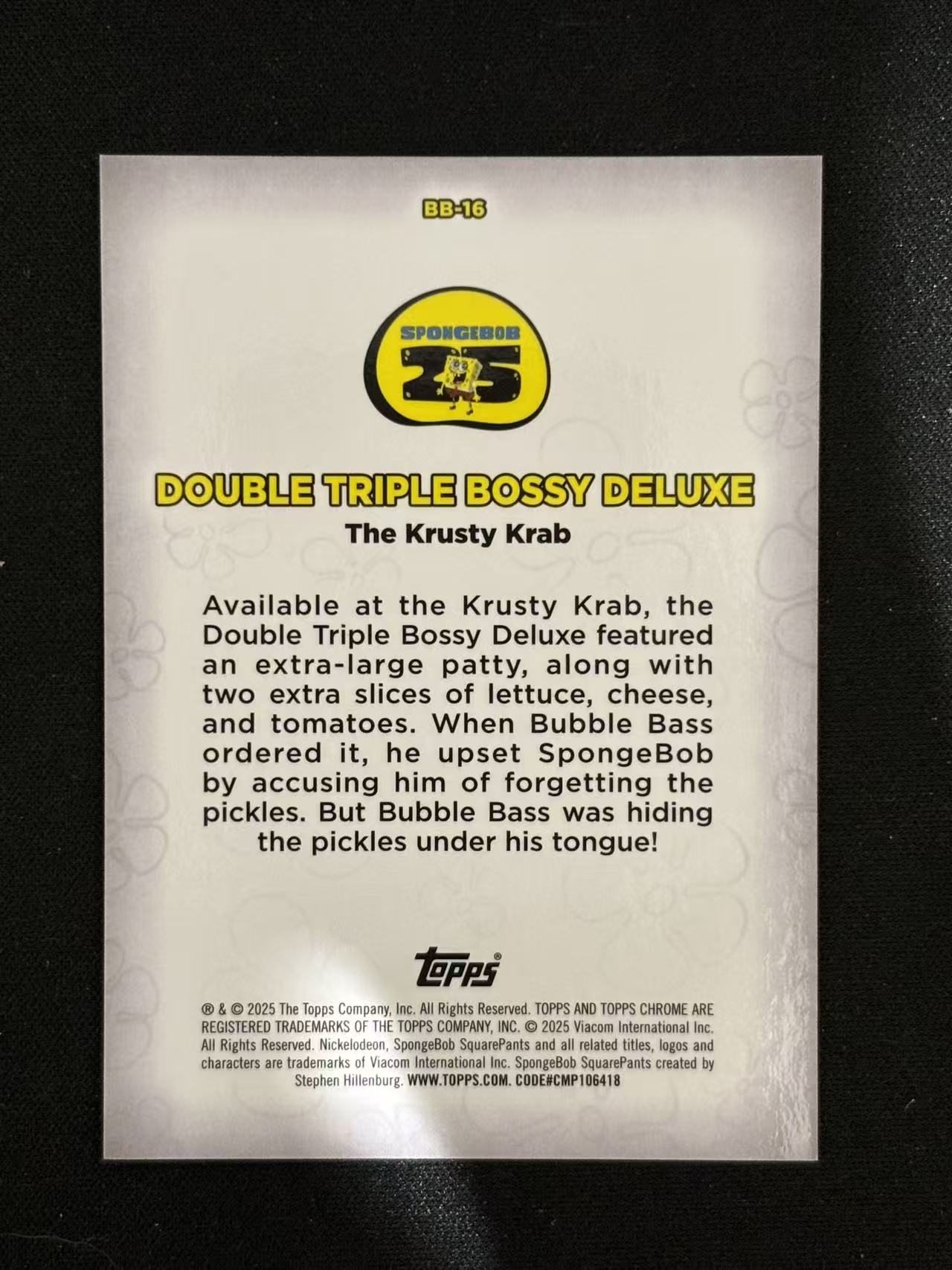 2025 Topps SpongeBob SquarePants The Krusty Krab Chrome 海绵宝宝25周年 Reviews特卡 大众点评特卡 金折 /50编 - F James