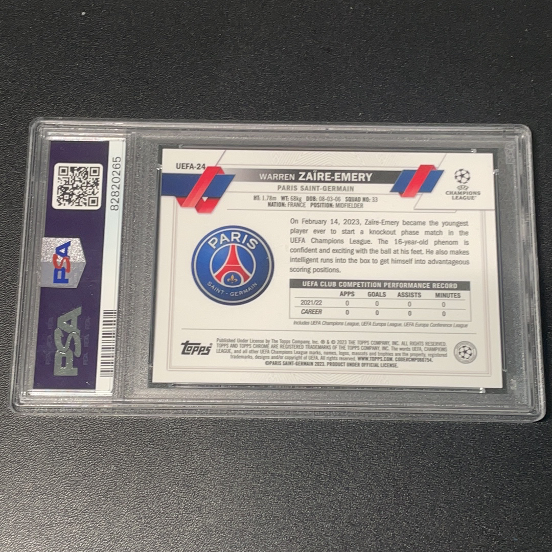 2023-24 TOPPS FINEST UEFA Club Comp Warren Zaïre-Emery Top of The World