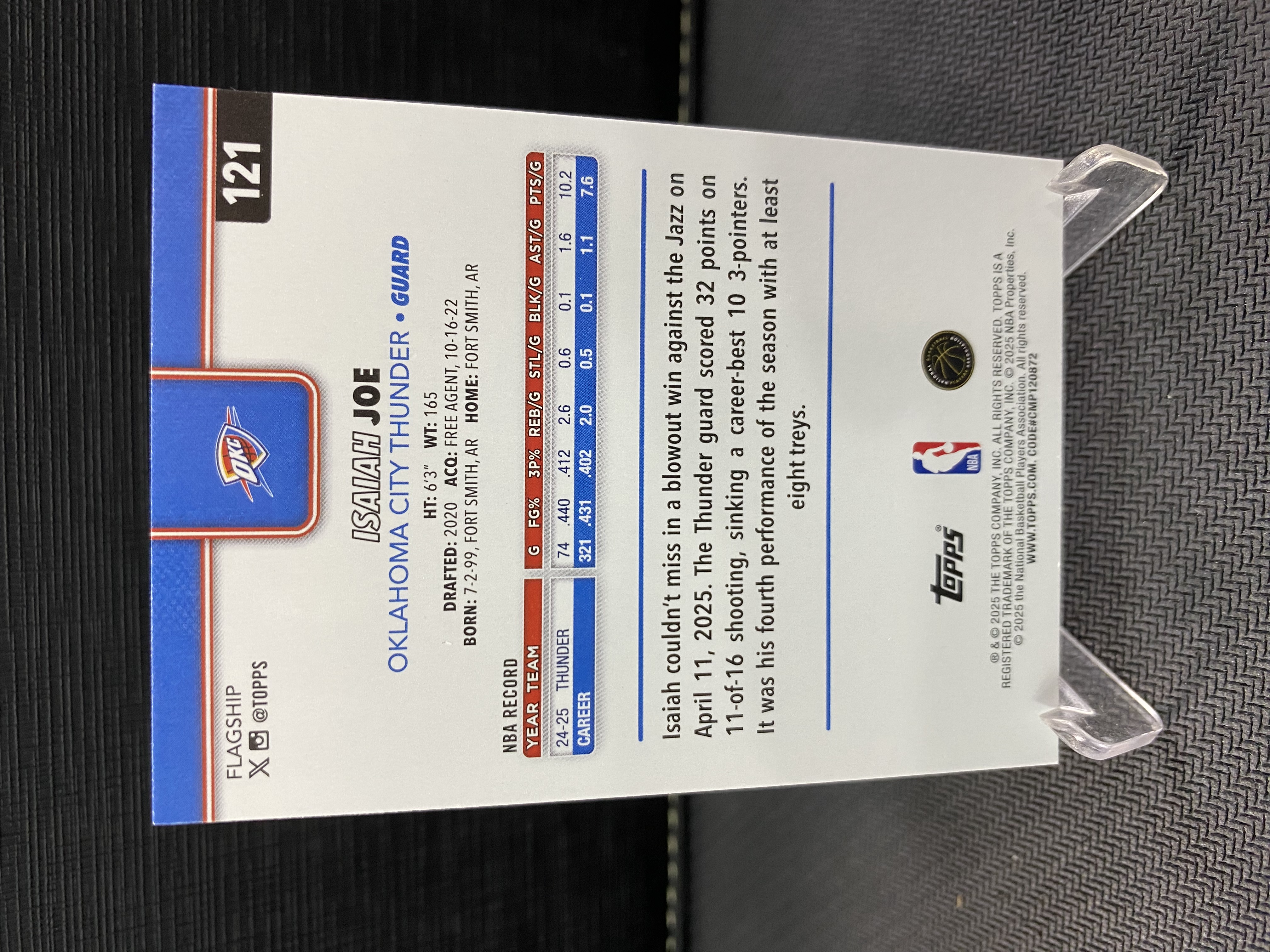 2025-26 Topps Flagship Isaiah Joe 以赛亚 乔 2025编 收藏必备 卡品如图 -Zle-【乌苏拍卖】