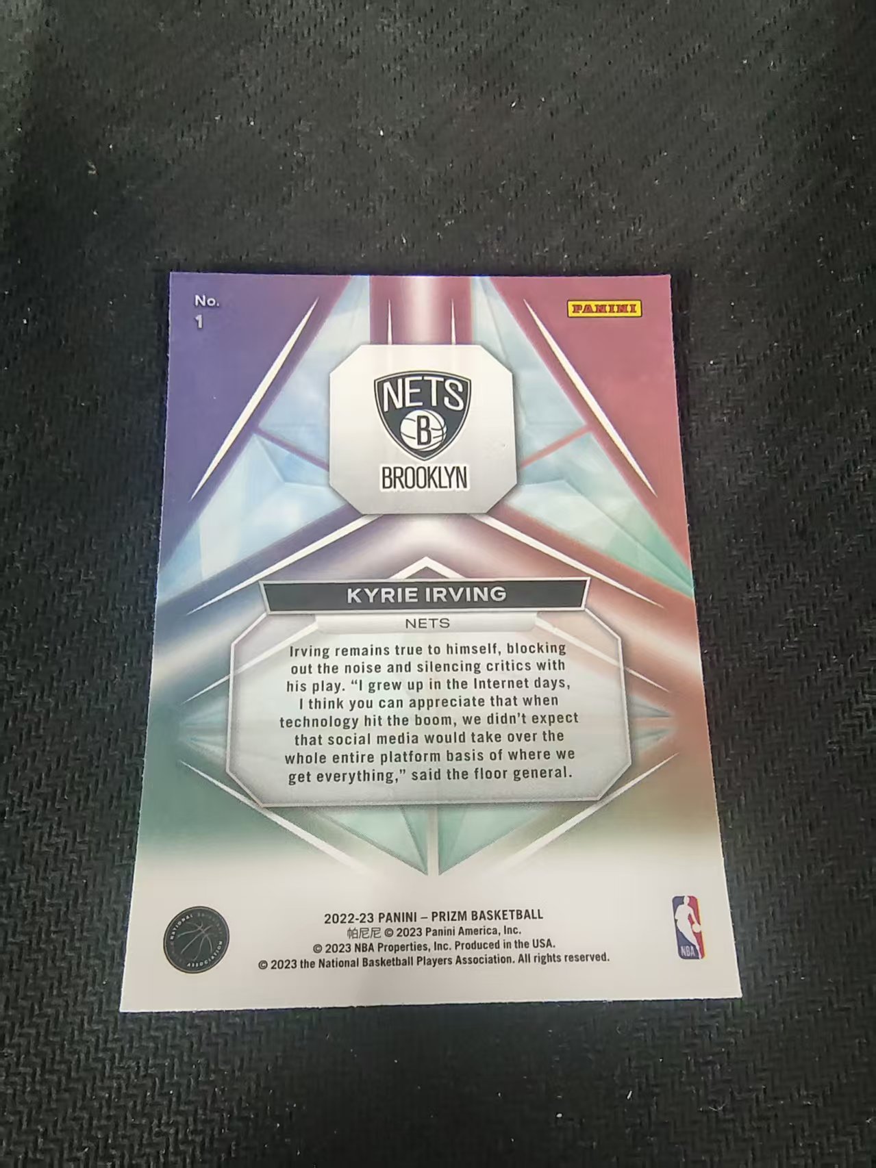 【可合并,不累计】2022-23 Panini Prizm Kyrie Irving 篮网 凯里 欧文 欧神仙 棱镜特卡 PZ 划痕 边角微瑕 介意勿拍 #1