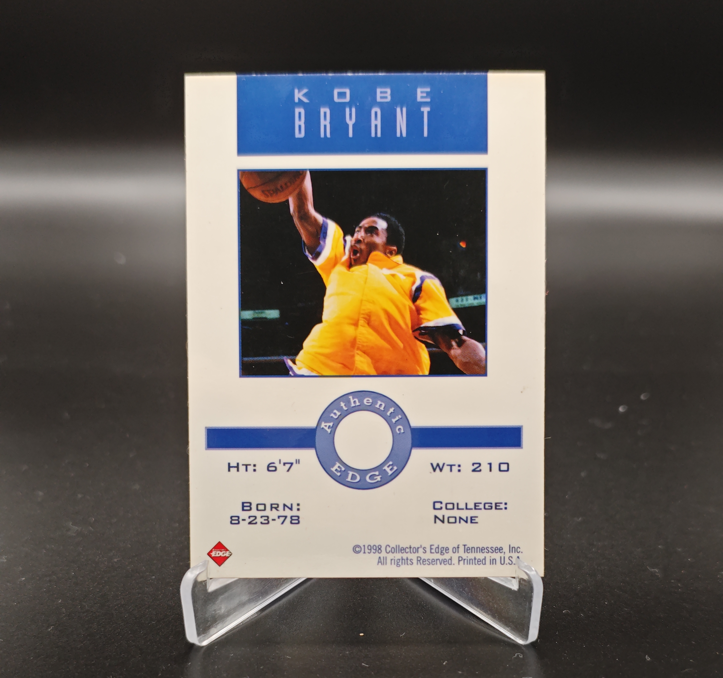 1998 Collector's Edge Authentic Edge Kobe Bryant #0 科比 布莱恩特 小飞侠 曼巴 黑曼巴 mamba 洛杉矶湖人 球皮 卡品如图