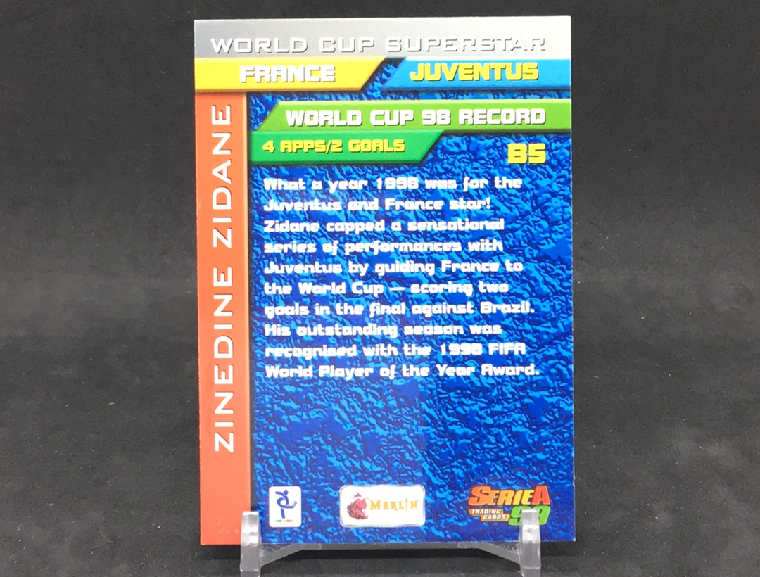 【DC拍卖】11.01 小科比 MERLIN SERIE A 99 意甲系列 稀有大比例世界杯巨星特卡 实卡美如画 意甲豪门尤文图斯队传奇巨星 齐达内(微瑕)