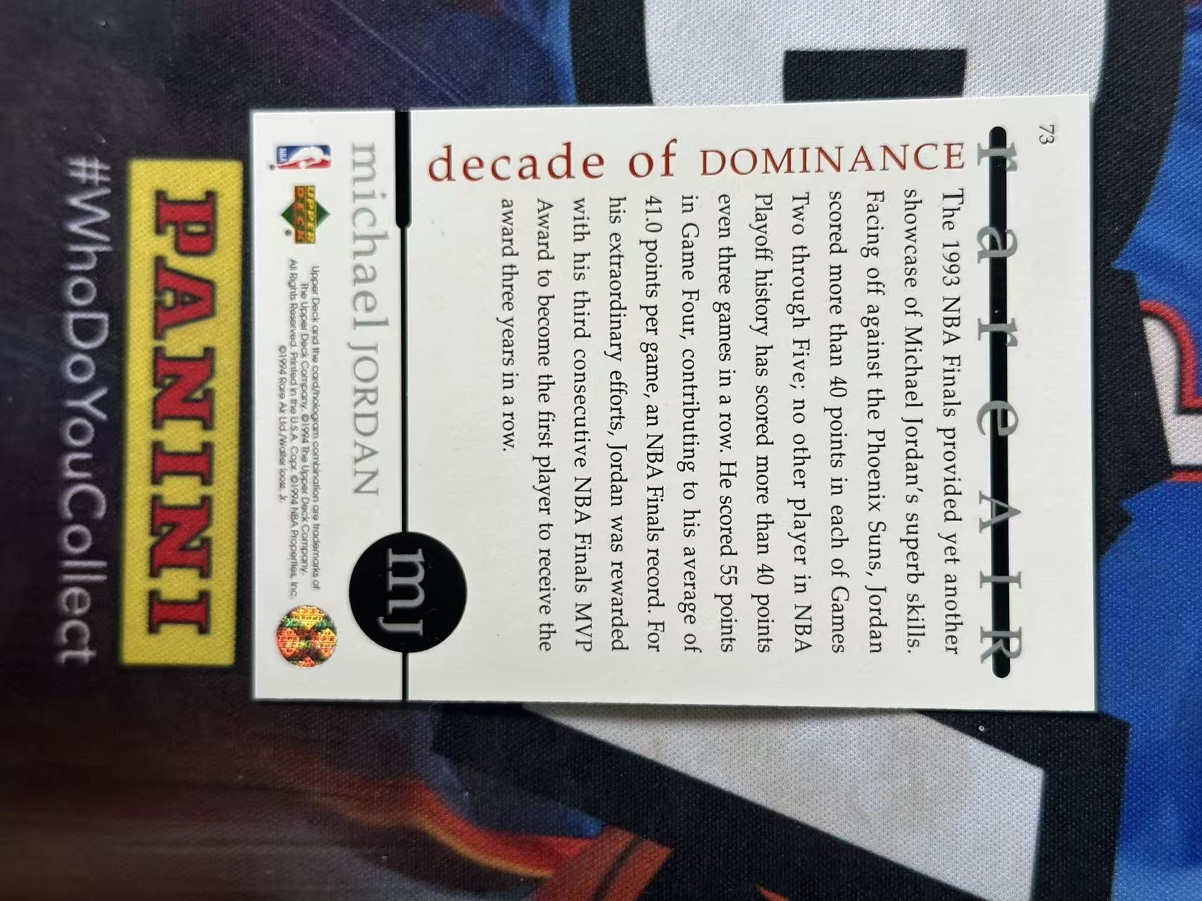 1994 Upper Deck Jordan Rare Air Michael Jordan 【小猪包代卖】迈克尔 乔丹 Decade of Dominance 统治时代特卡 #73 凑套 base